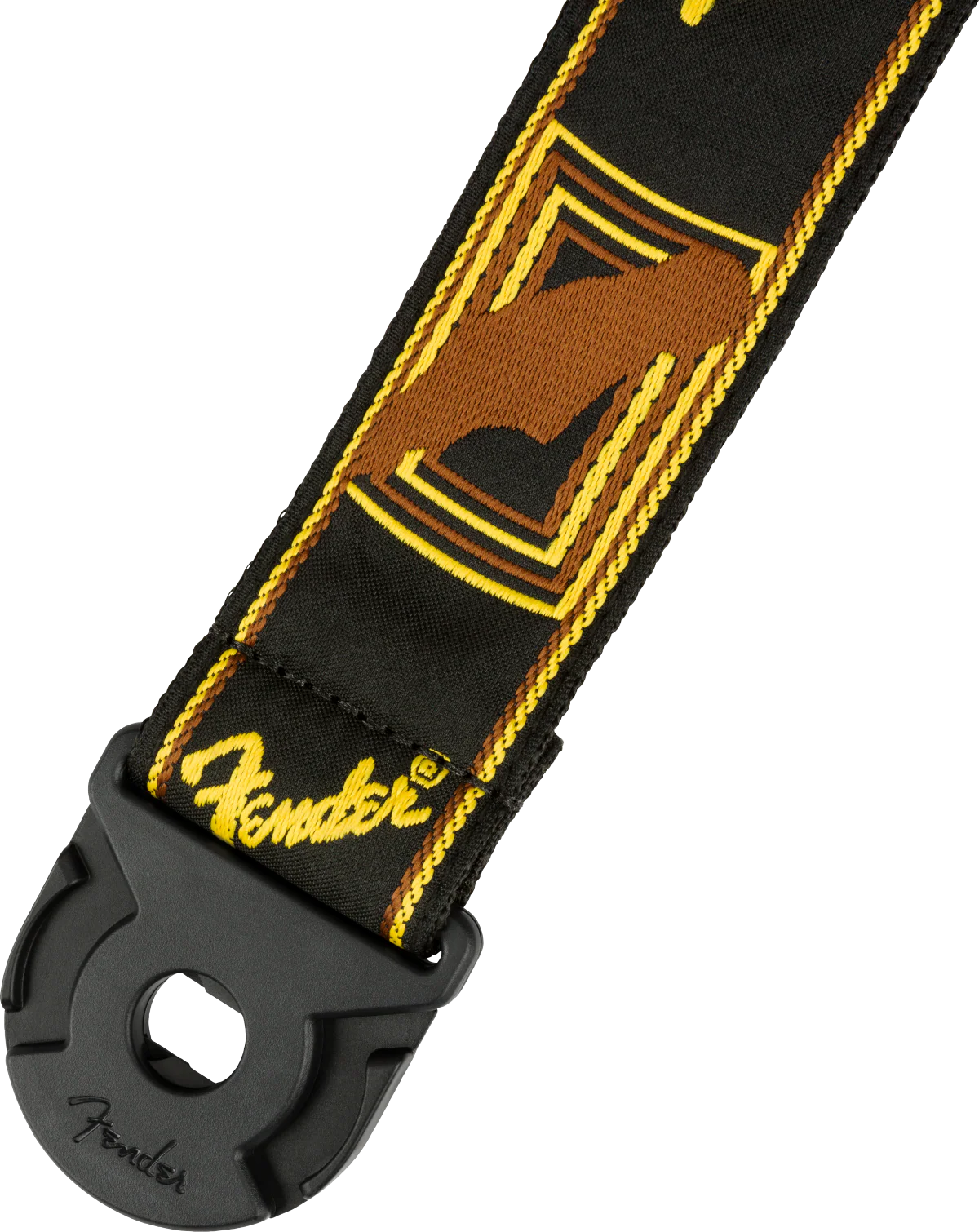 Fender Quick Grip Locking End Strap Black Yellow and Brown 2" - Image 2