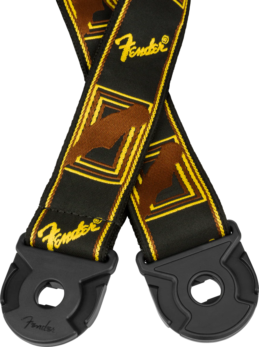 Fender Quick Grip Locking End Strap Black Yellow and Brown 2" - Image 3