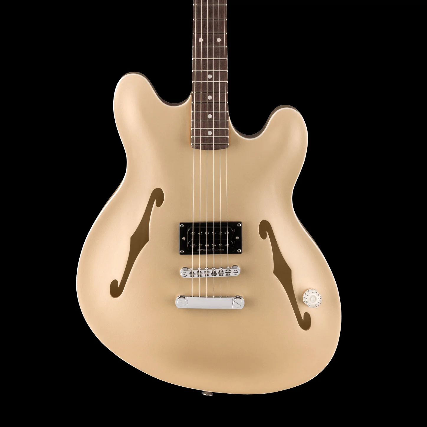 Fender Tom DeLonge Starcaster Chrome Hardware Satin Shoreline Gold