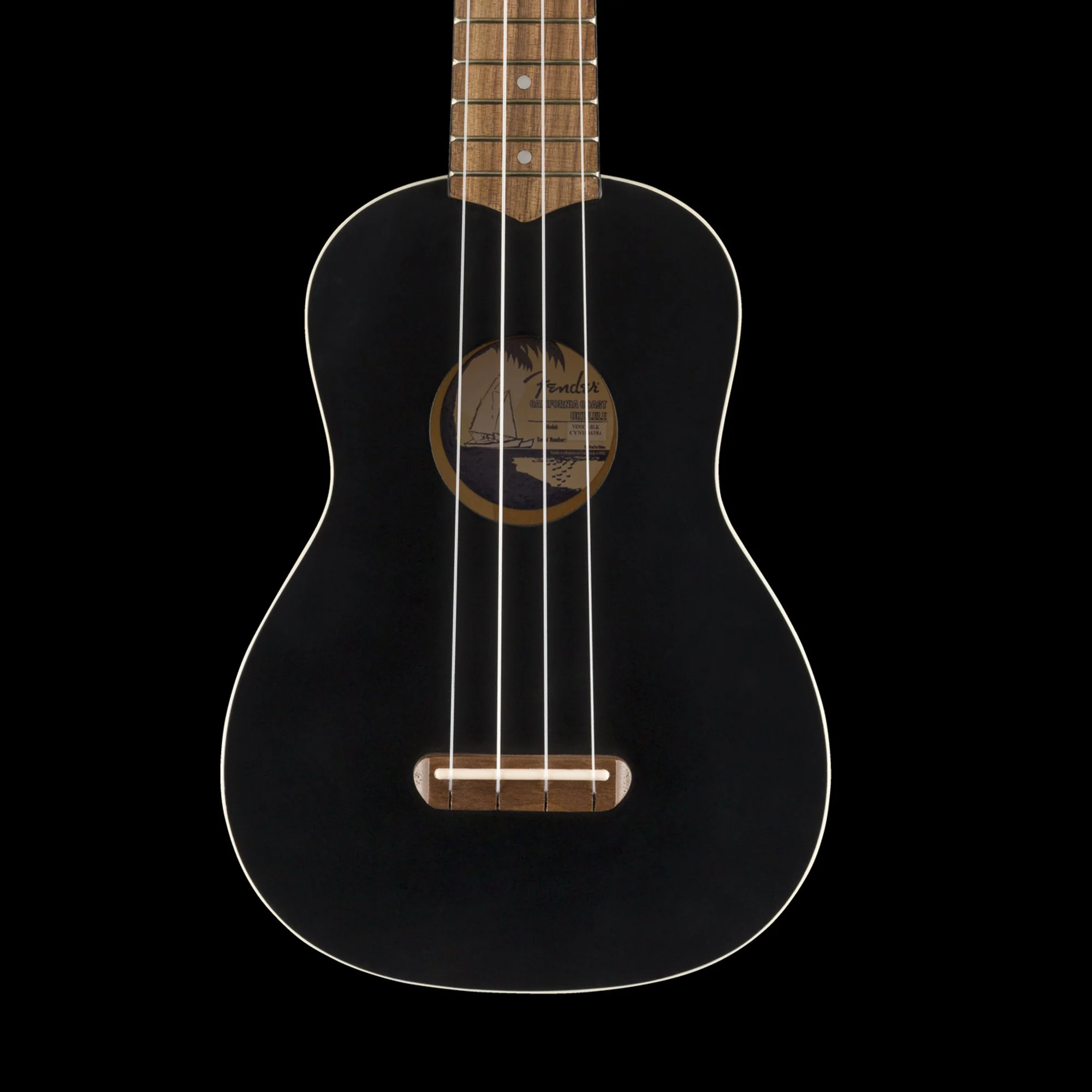 Fender Venice Soprano Ukulele Satin Black Finish Uke