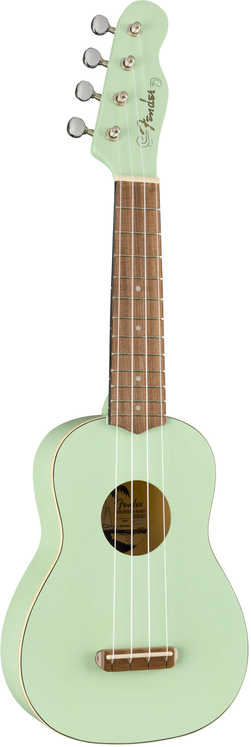 Fender Venice Soprano Ukulele Surf Green Walnut Fingerboard - Image 3