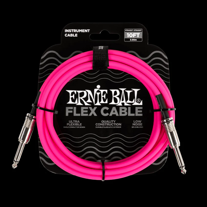 Ernie Ball Flex Instrument Cable Straight/Straight 10ft - Pink - P06413
