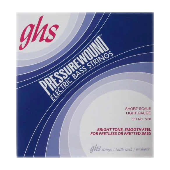 GHS 7700 Bass Pressurewound Short Scale Light Electric Bass Strings