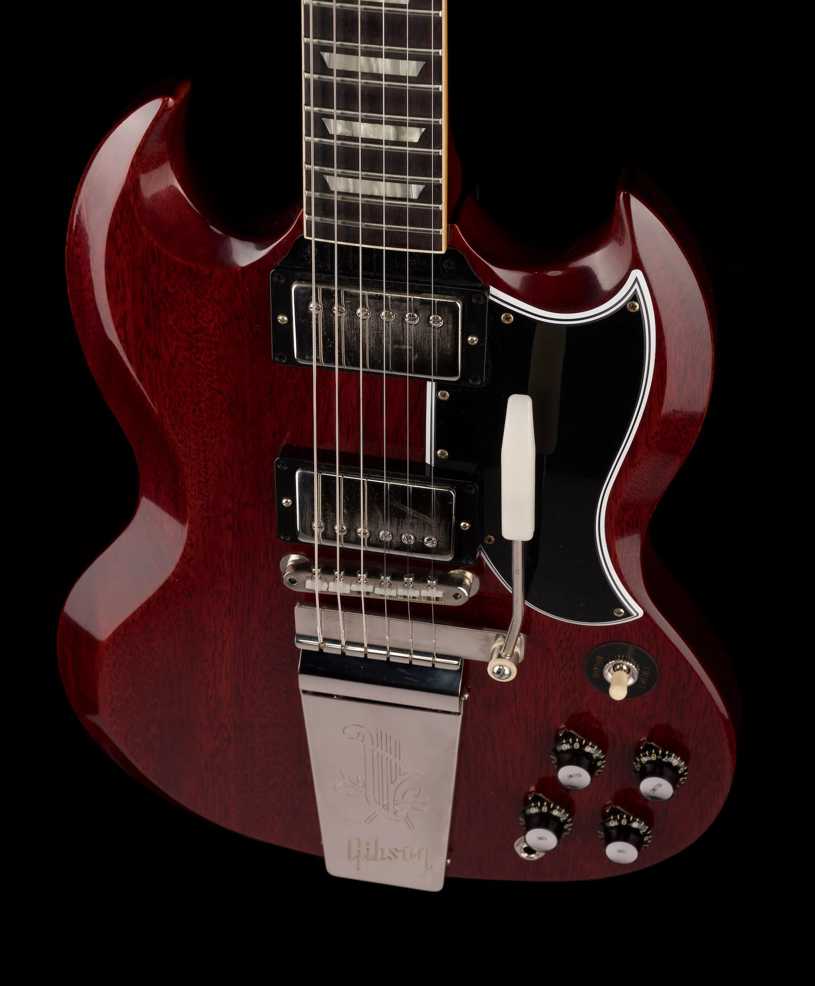 Gibson Custom Shop 1964 SG Standard Reissue With Maestro Vibrola VOS Cherry Red Electric Guitar With Case - Image 3