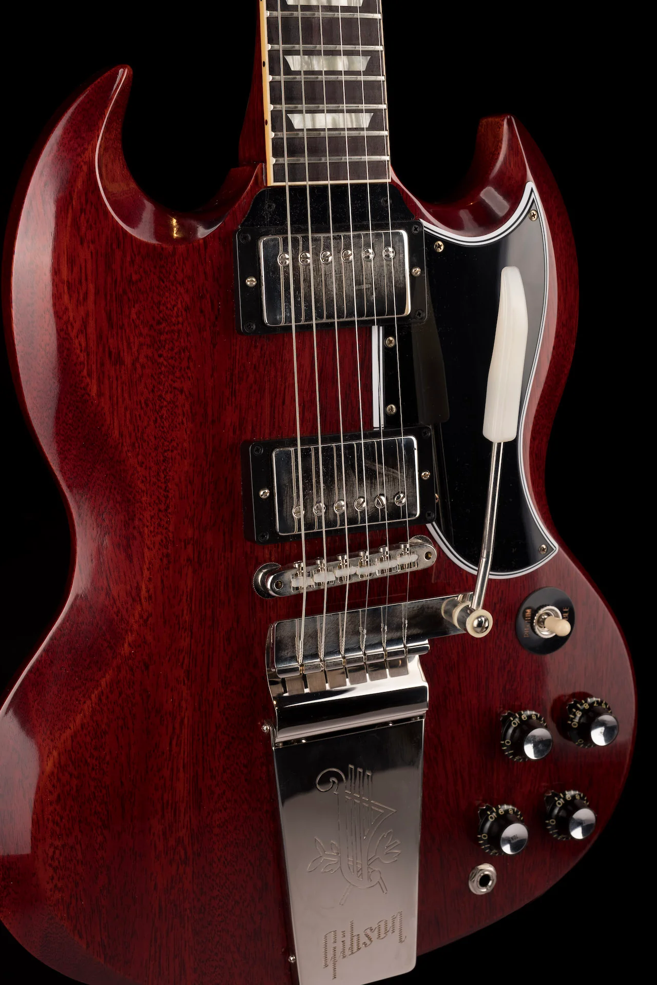 Gibson Custom Shop 1964 SG Standard Reissue With Maestro Vibrola VOS Cherry Red Electric Guitar With Case - Image 4