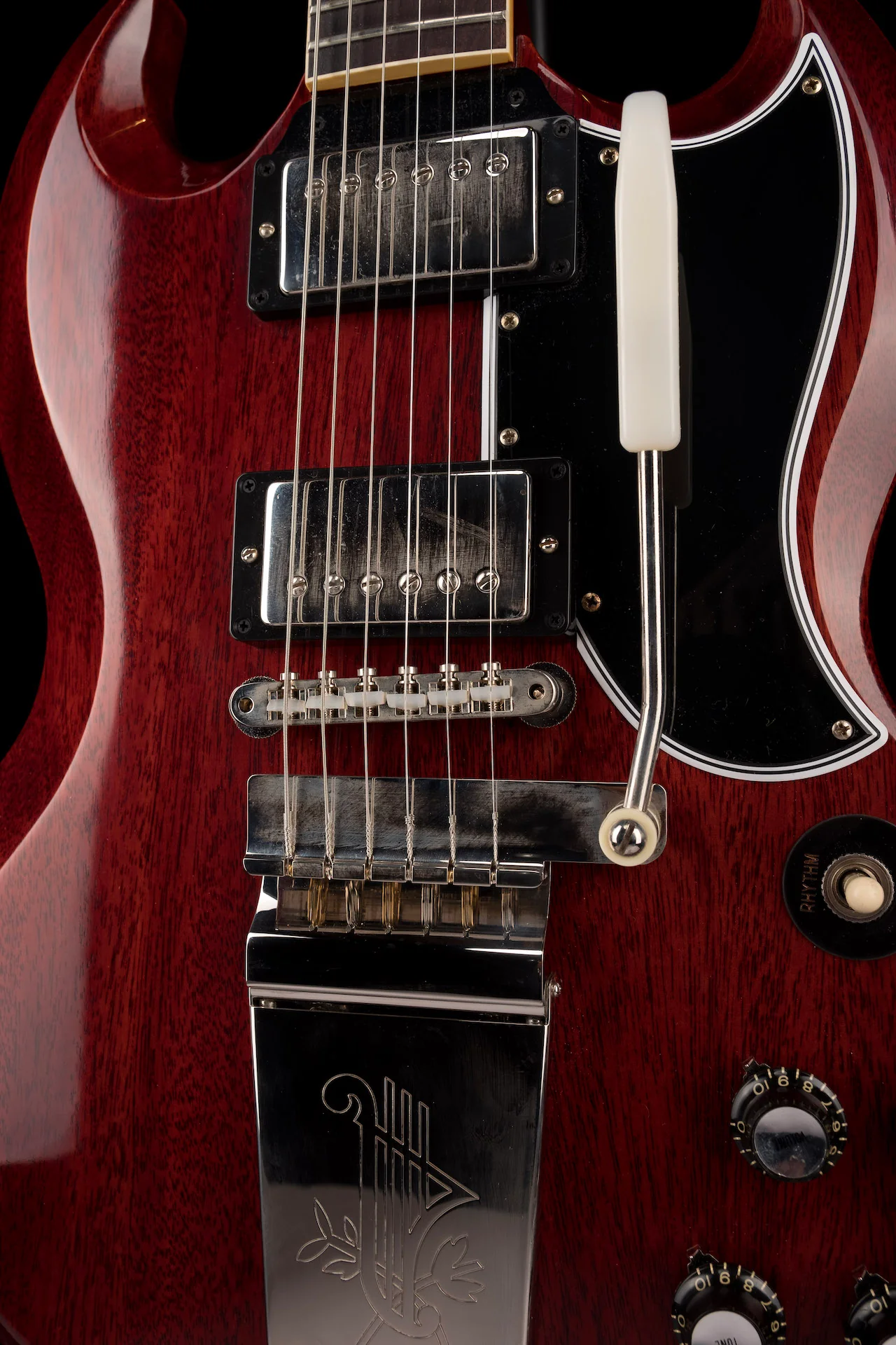 Gibson Custom Shop 1964 SG Standard Reissue With Maestro Vibrola VOS Cherry Red Electric Guitar With Case - Image 9