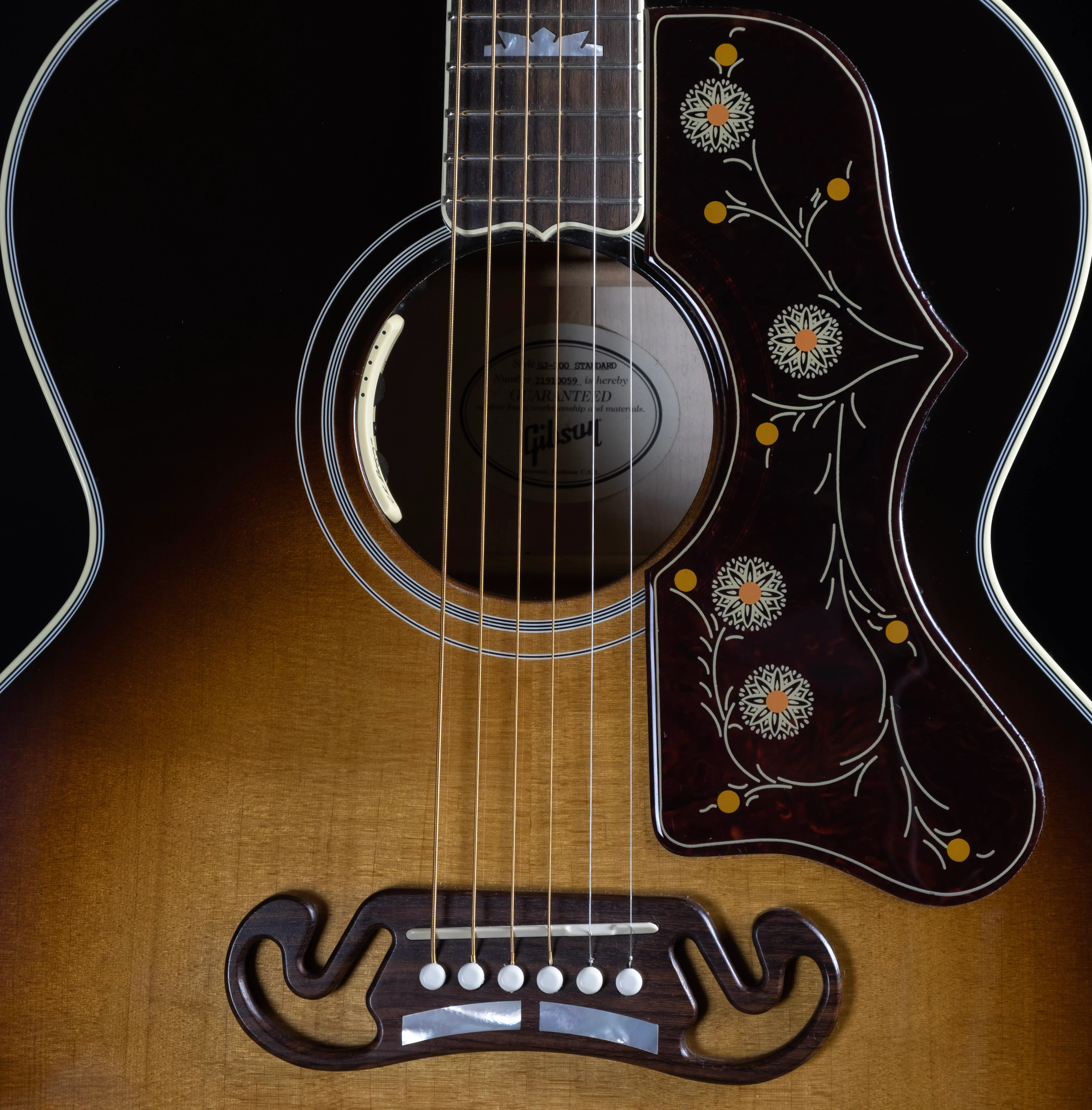 DISC - Gibson J-200 Standard Vintage Sunburst Acoustic Guitar With Case - Image 4