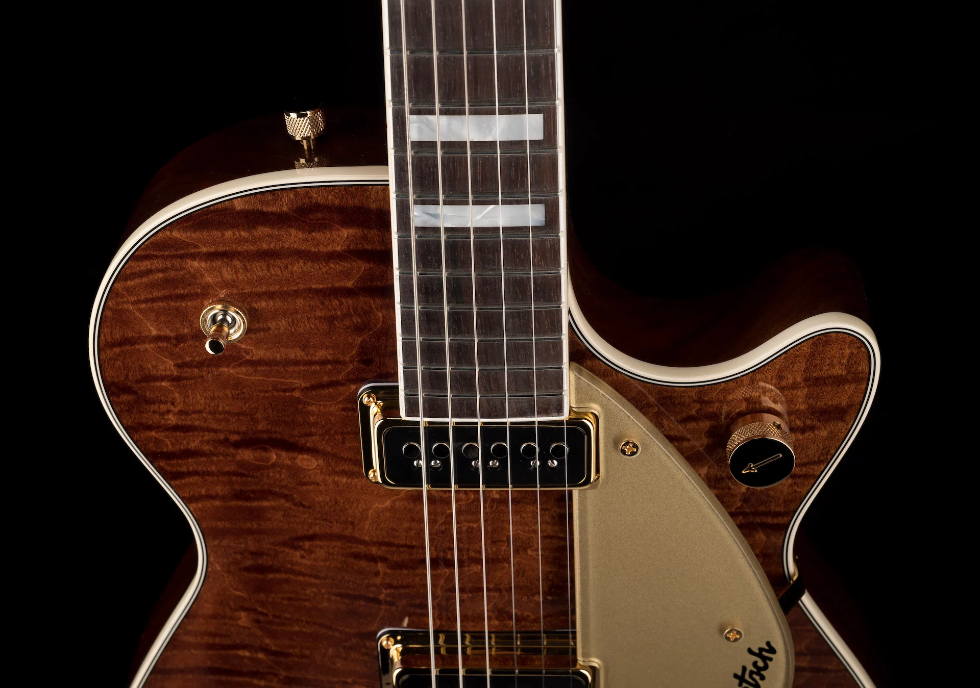 Gretsch Custom Shop Masterbuilt G6128CS 1954 Duo Jet NOS Brazilian Rosewood Curly Maple Walnut Stain - Image 3