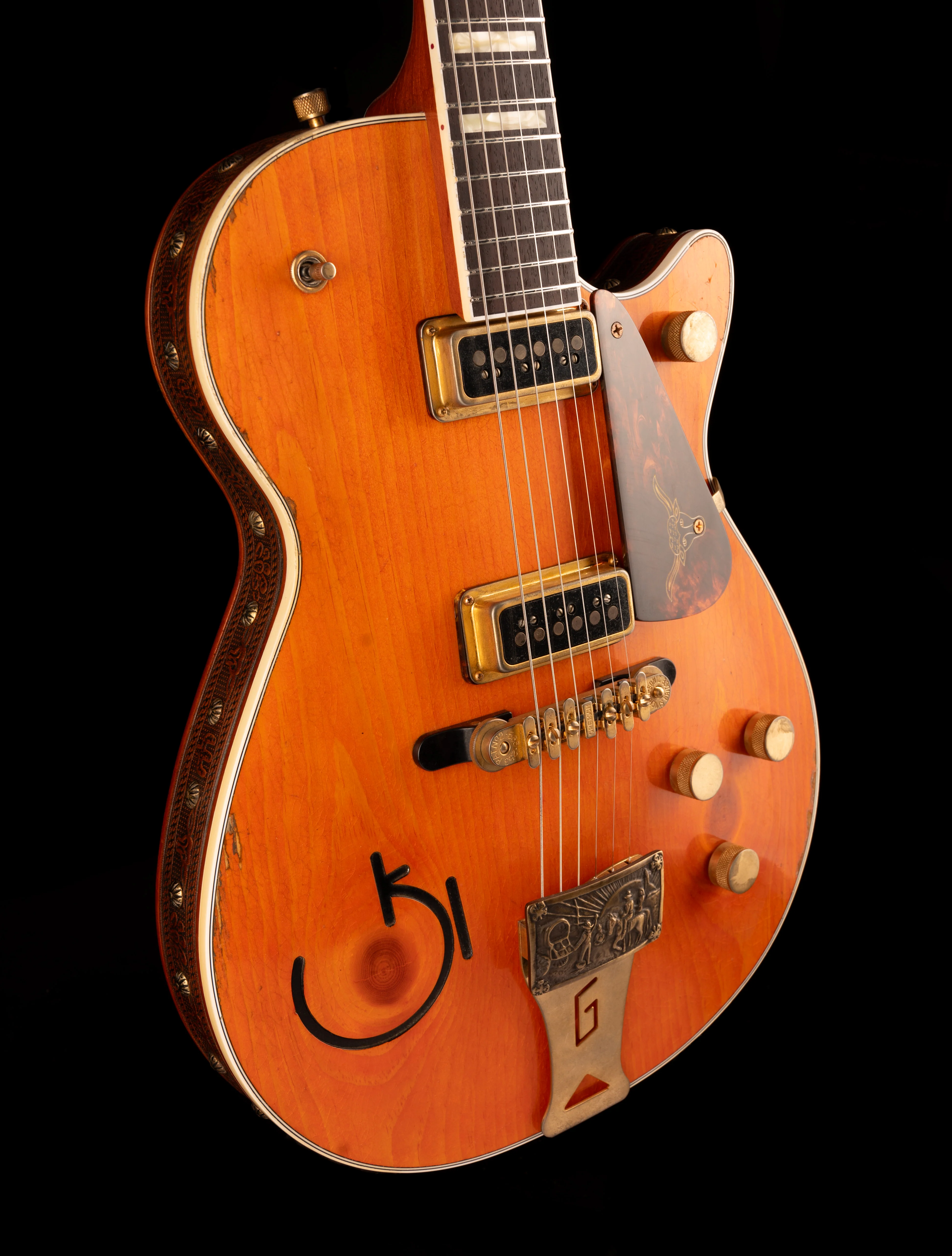 Gretsch Custom Shop Masterbuilt G6130CS 1954 Roundup Relic Knotty Pine Walnut Stain - Image 10