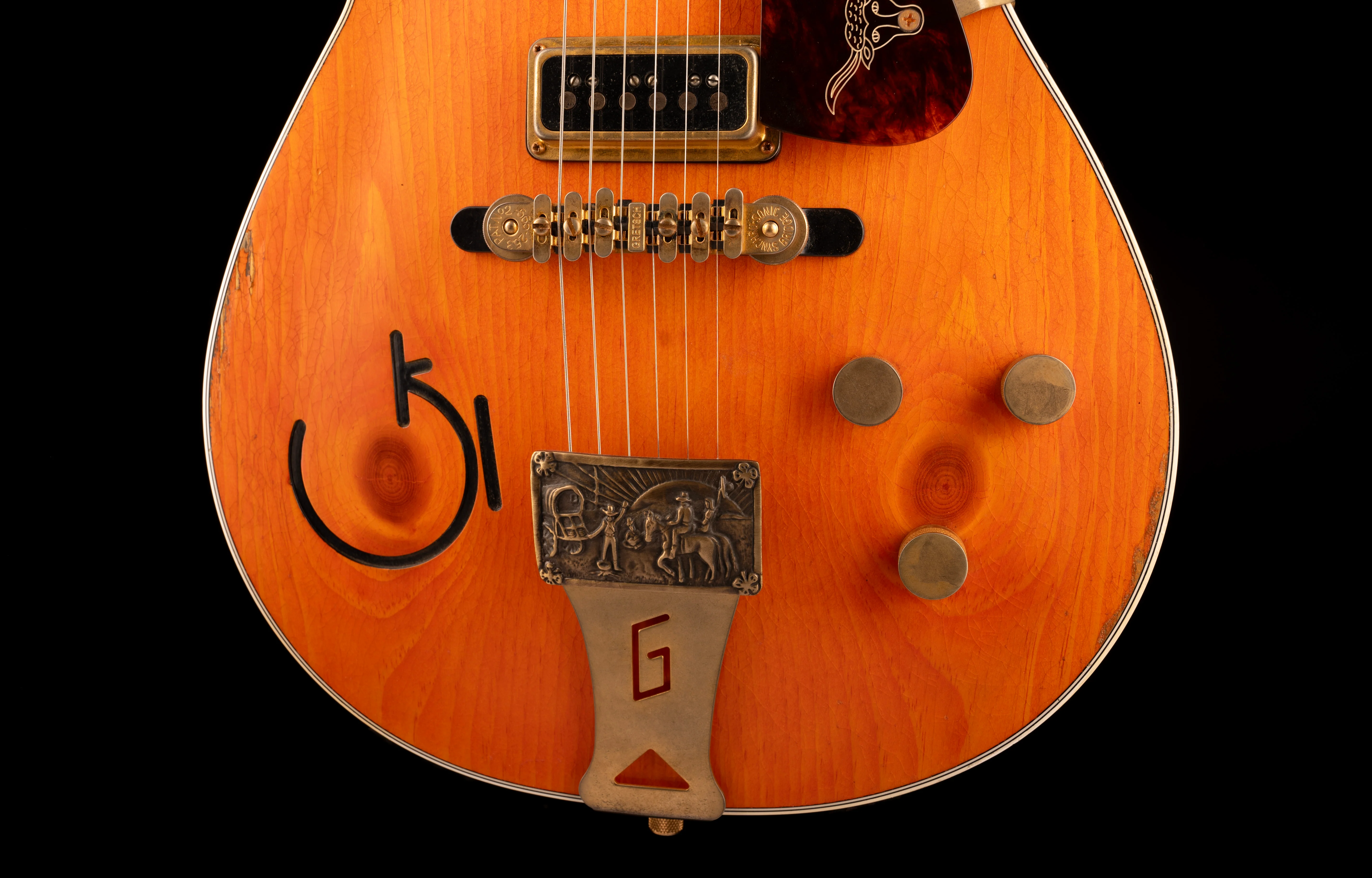 Gretsch Custom Shop Masterbuilt G6130CS 1954 Roundup Relic Knotty Pine Walnut Stain - Image 5