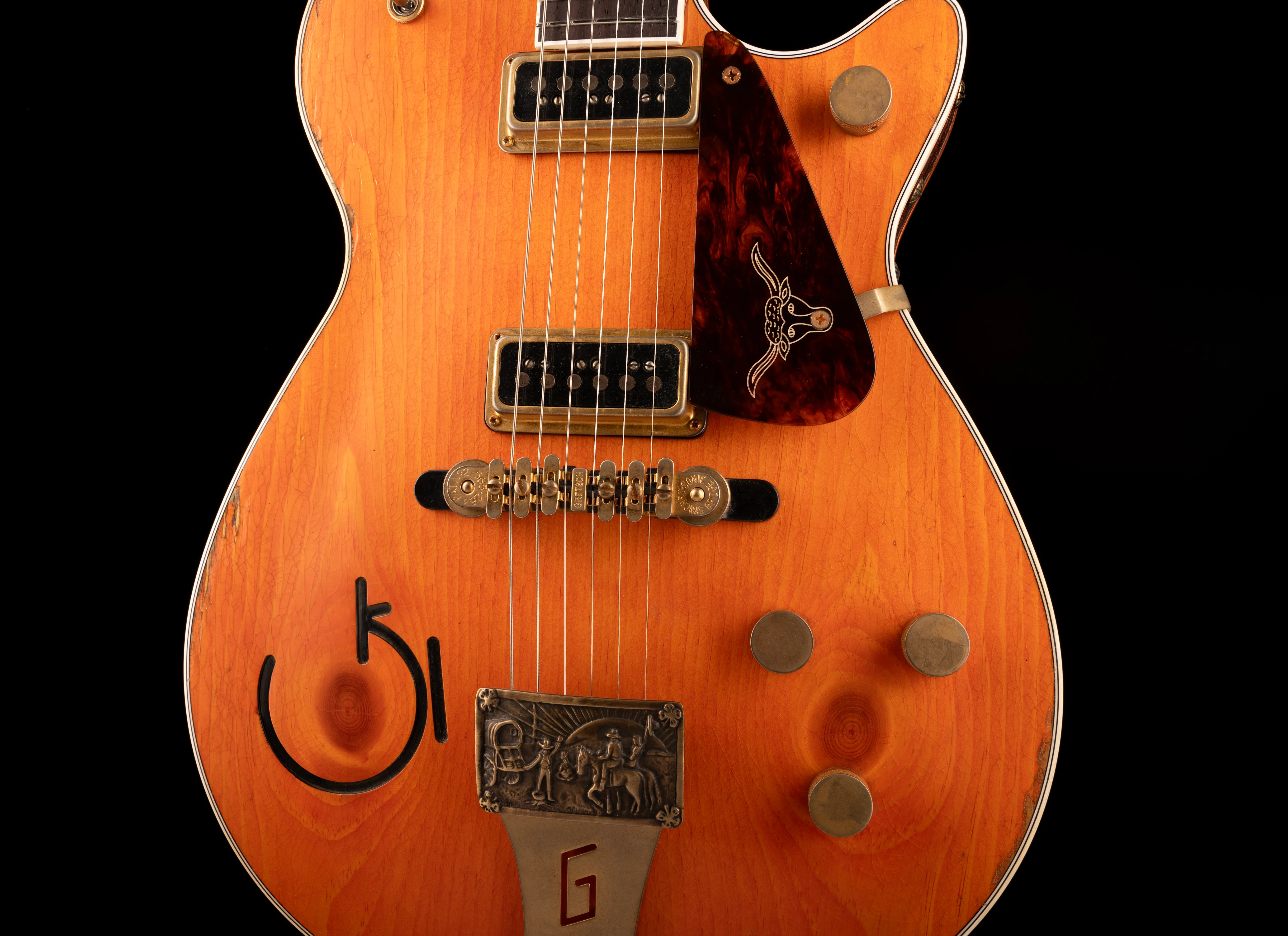 Gretsch Custom Shop Masterbuilt G6130CS 1954 Roundup Relic Knotty Pine Walnut Stain - Image 6