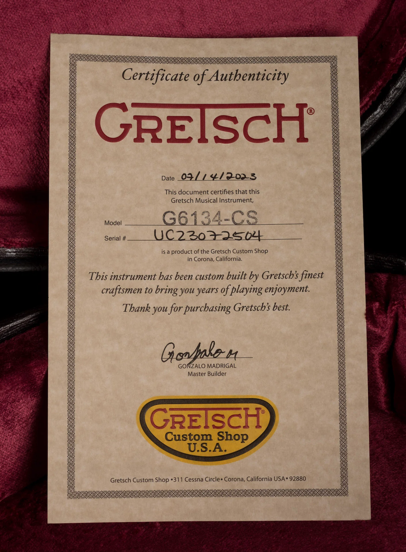 Gretsch Custom Shop Masterbuilt G6134-CST Baritone Penguin NOS Oxblood With Case - Image 21