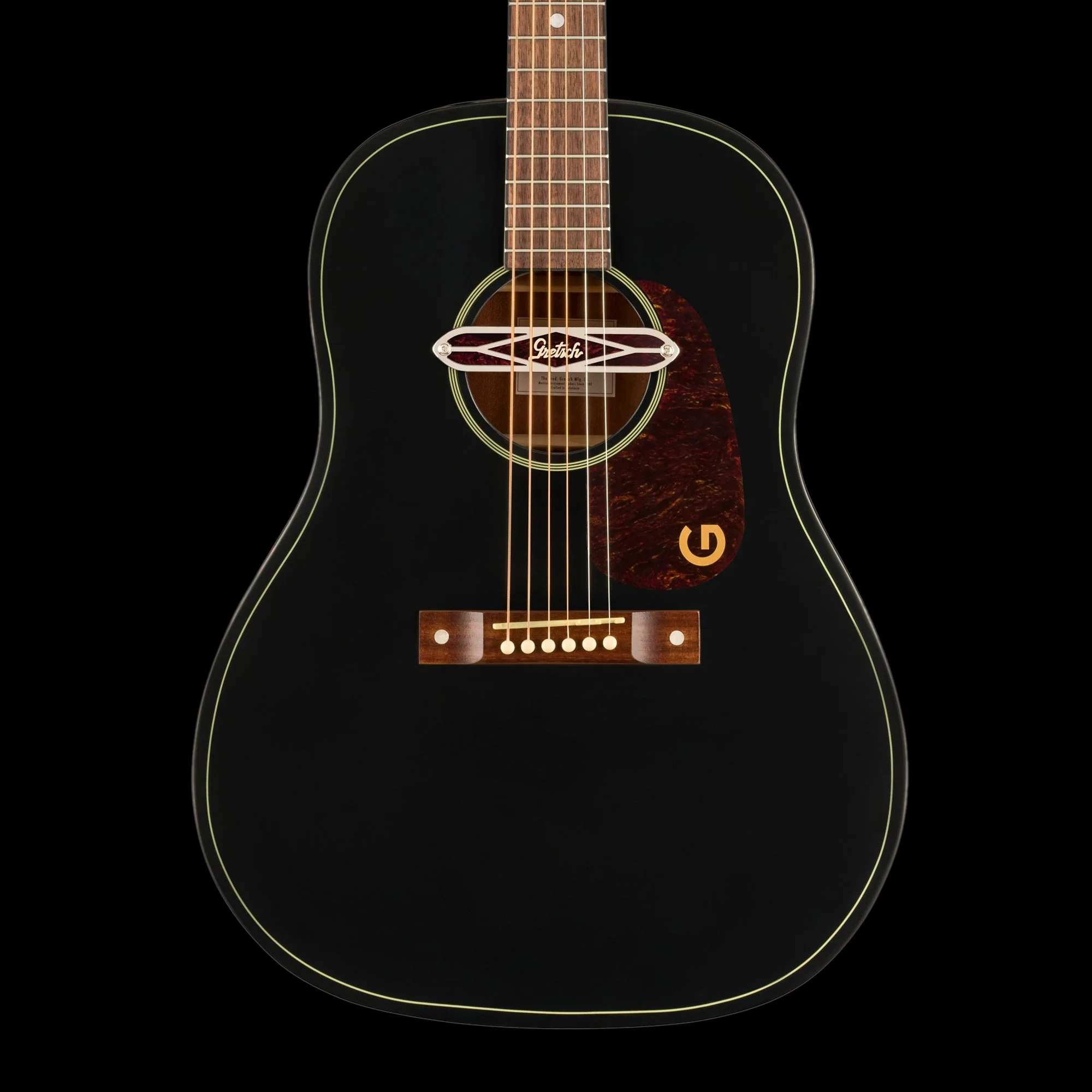 Gretsch Deltoluxe Dreadnought Walnut Fingerboard Tortoiseshell Pickguard Black Top