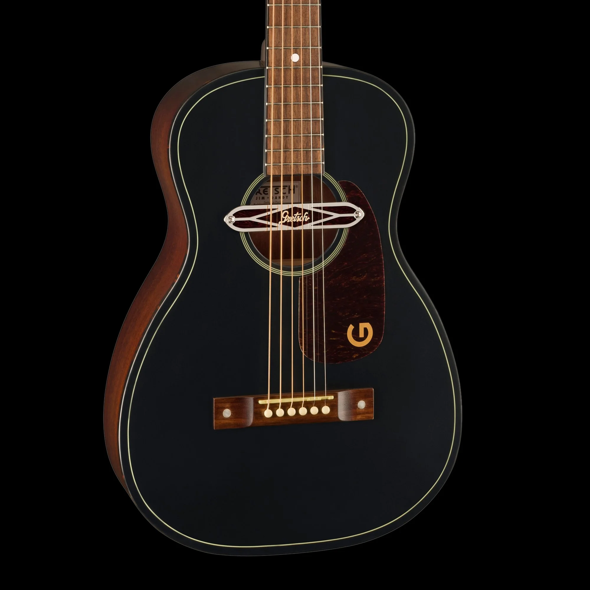 Gretsch Deltoluxe Parlor Walnut Fingerboard Tortoiseshell Pickguard Black Top - Image 3