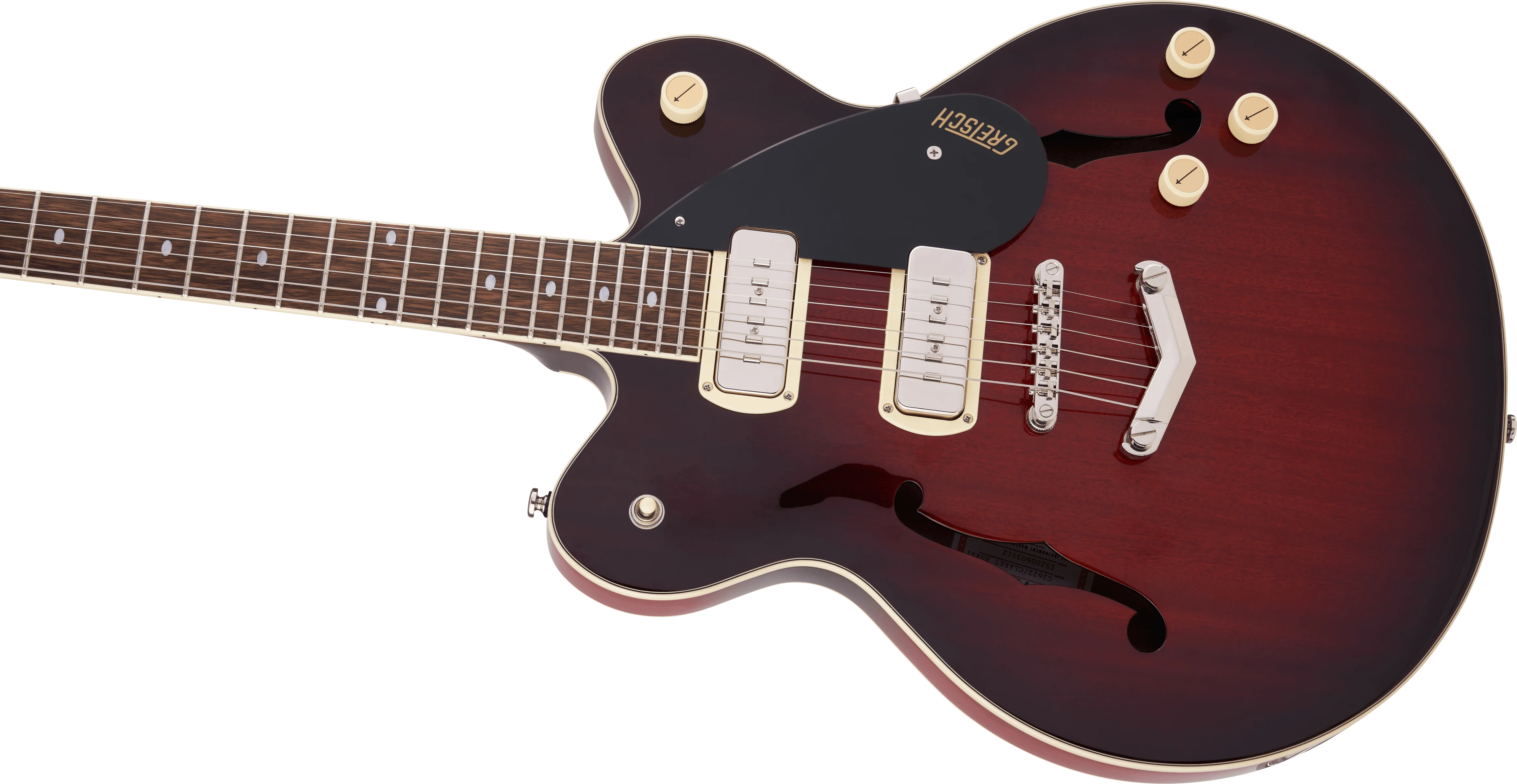 Gretsch G2622-P90 Streamliner Center Block Double-Cut P90 with V-Stoptail Claret Burst Electric Guitar - Image 5