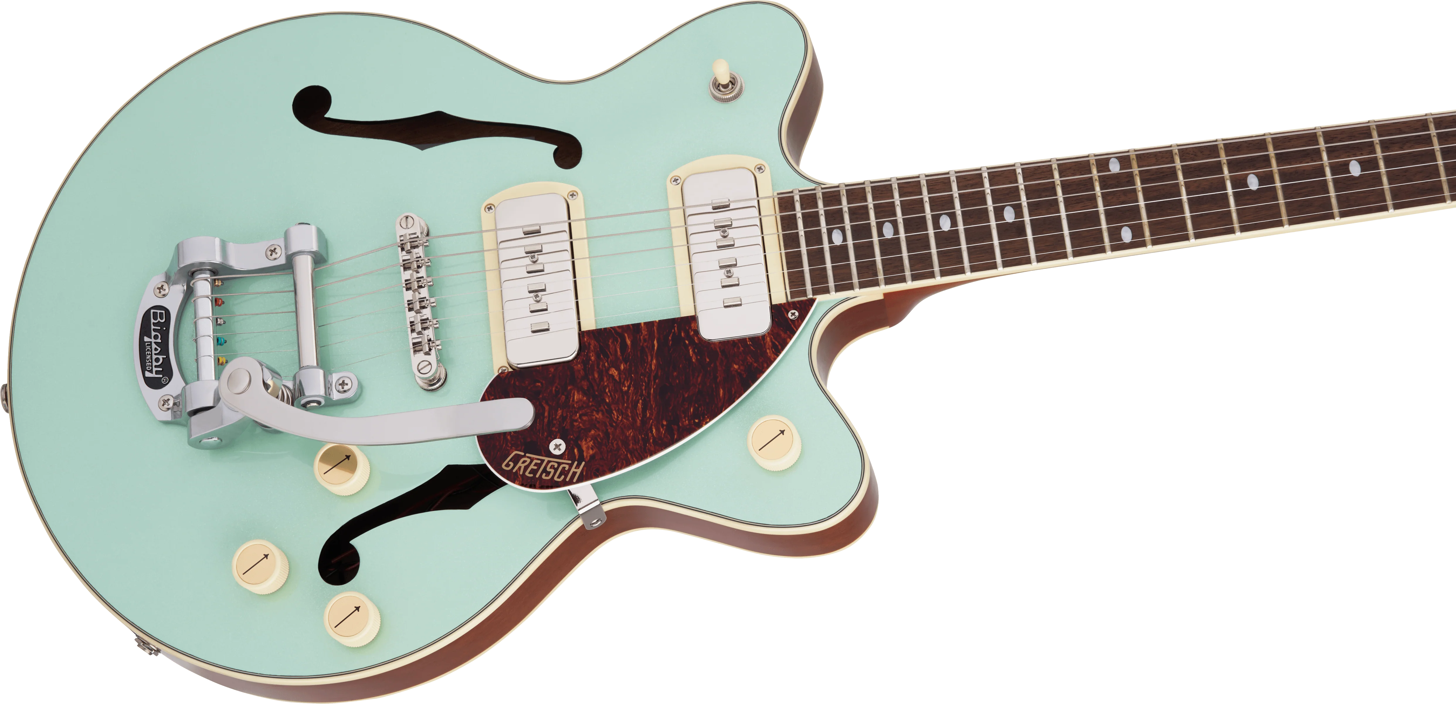 Gretsch G2655T-P90 Streamliner Center Block Jr. Double-Cut with Bigsby Two-Tone Mint Metallic - Image 5
