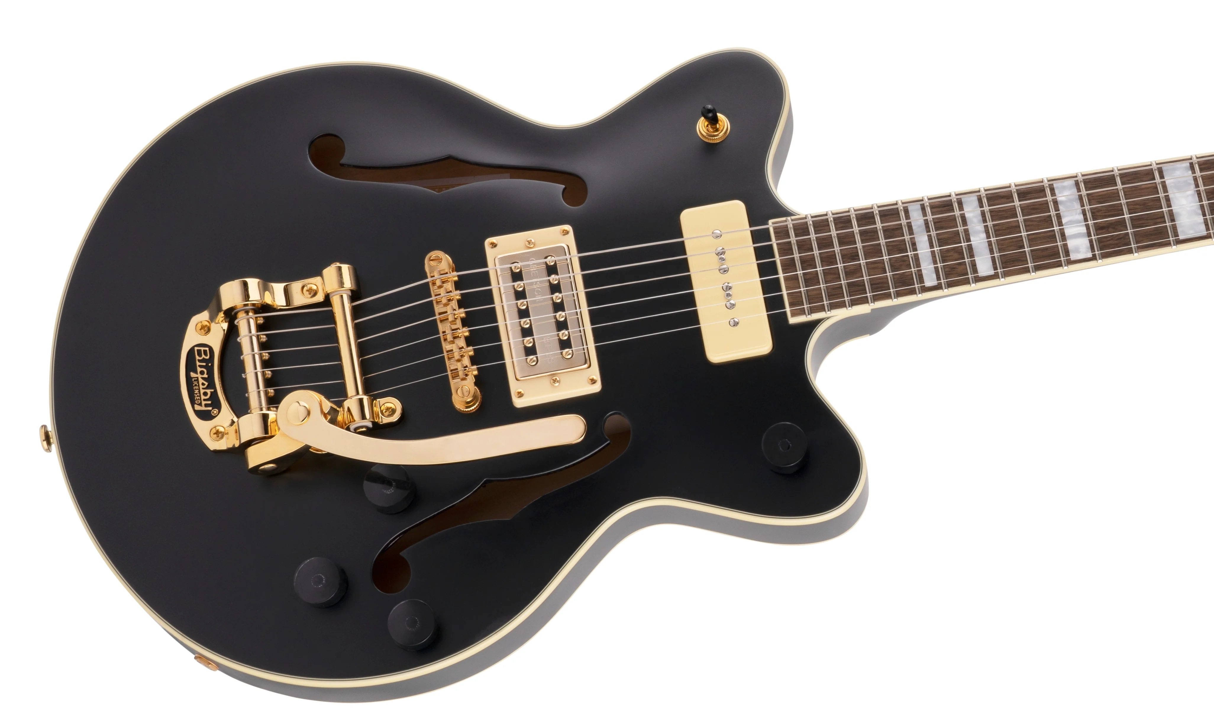 DISC - Gretsch G2655TG-P90  Limited Edition Streamliner Center Block Jr. w/ Bigsby Matte Black Electric Guitar - Image 3