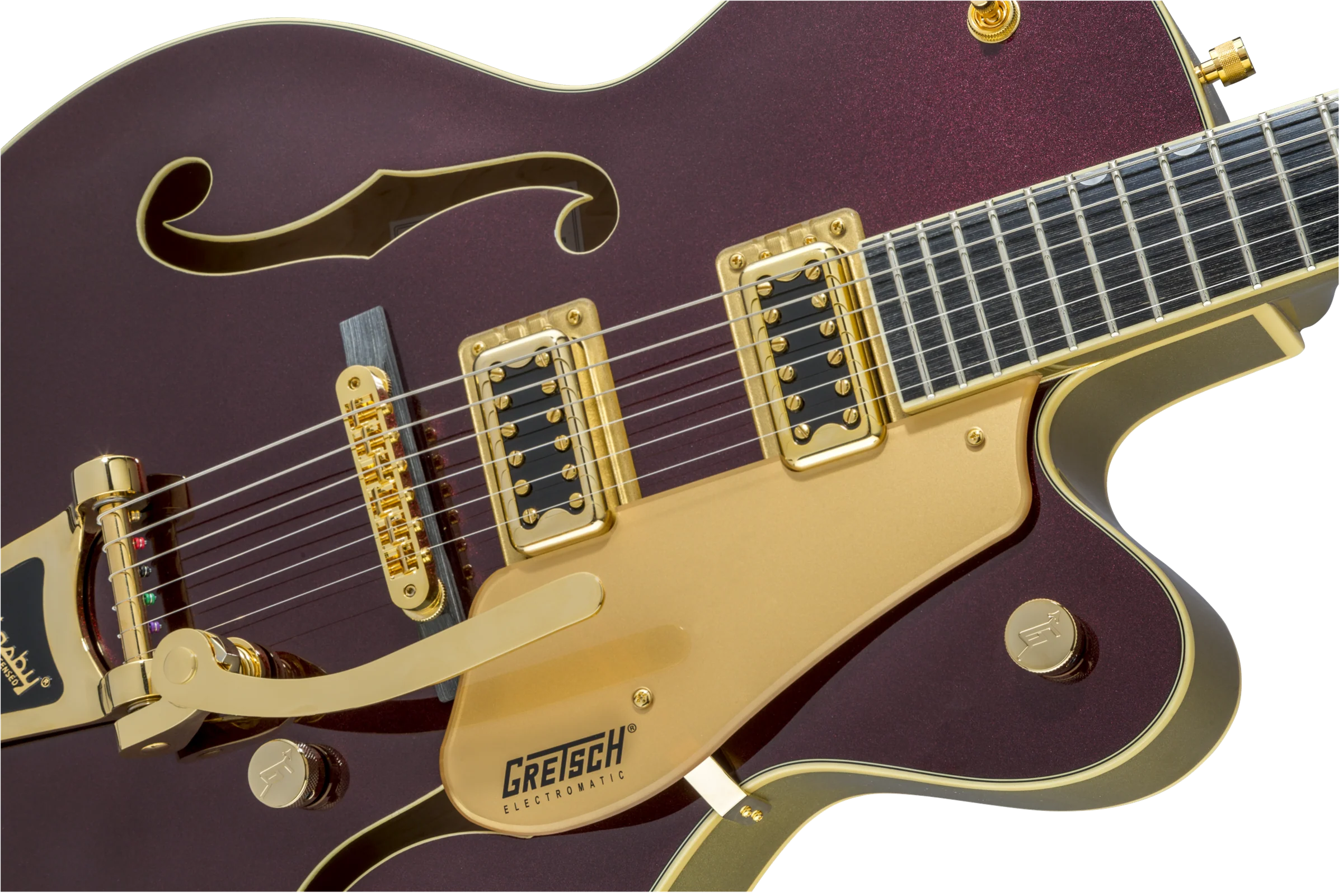 DISC - Gretsch G5420TG Electromatic 135th Anniversary Limited Edition Hollow Body Single-Cut with Bigsby Two-Tone Dark Cherry Metallic/Casino Gold - Image 5