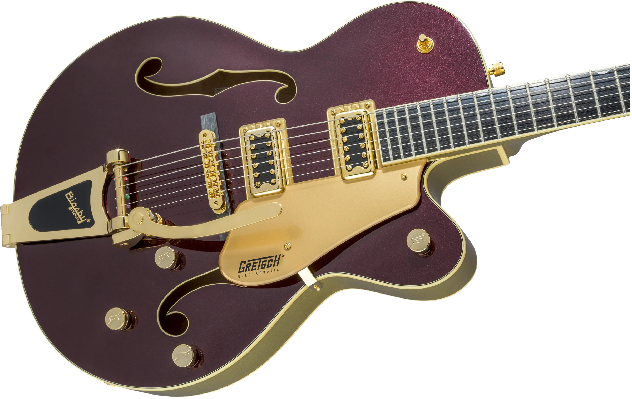 DISC - Gretsch G5420TG Electromatic 135th Anniversary Limited Edition Hollow Body Single-Cut with Bigsby Two-Tone Dark Cherry Metallic/Casino Gold - Image 6