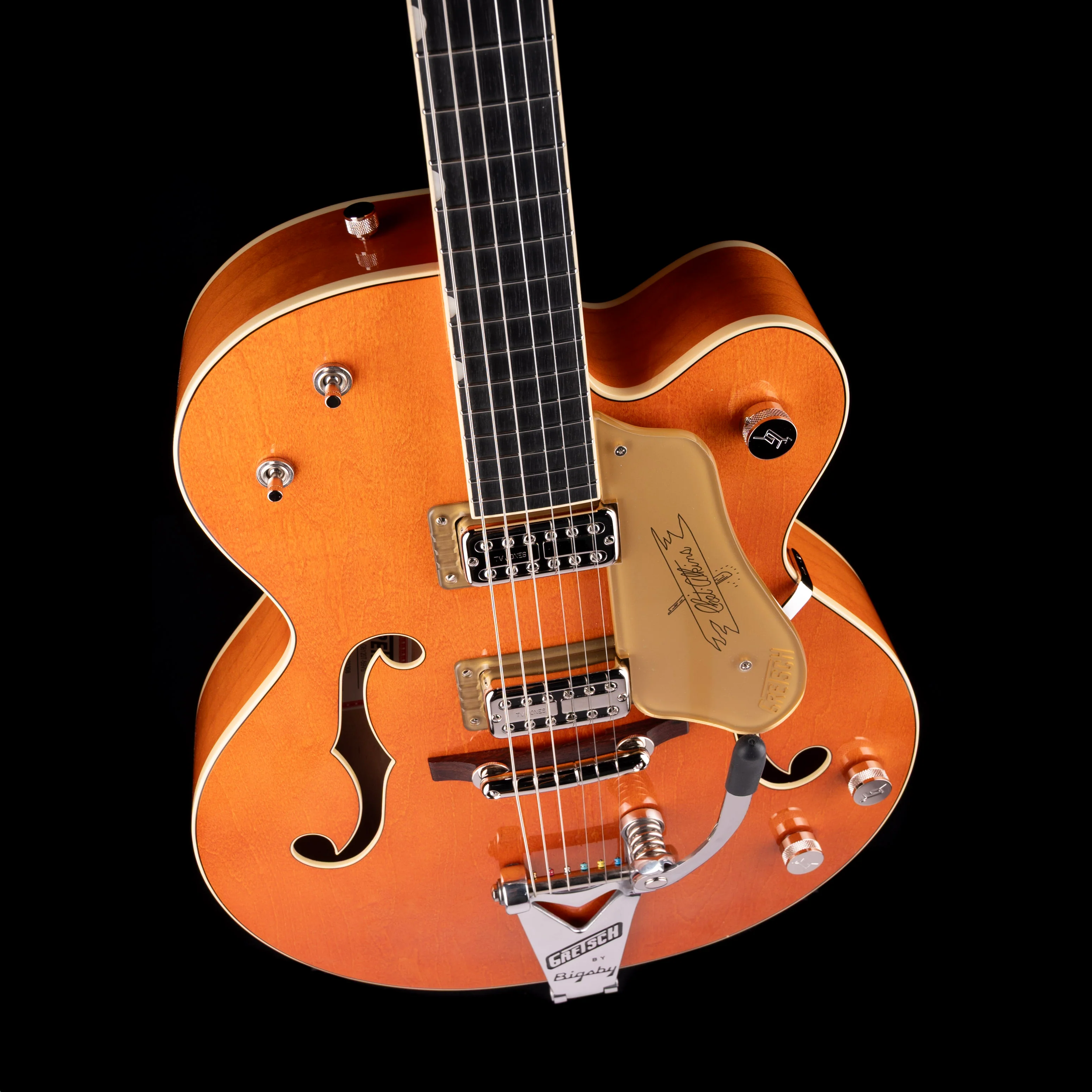 Gretsch G6120T-59 Vintage Select '59 Chet Atkins Hollow Body Lacquer Vintage Orange Stain with Case - Image 3