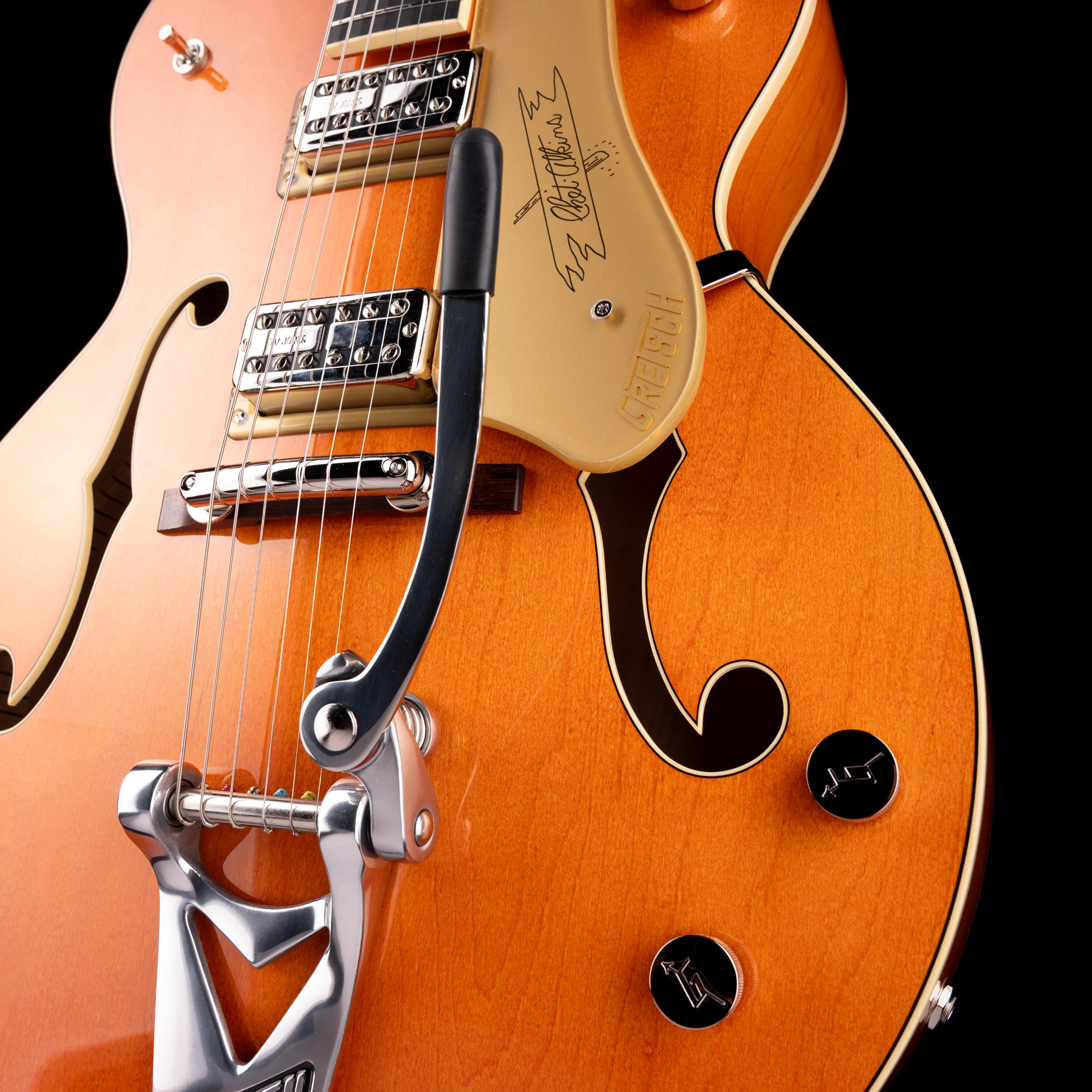 Gretsch G6120T-59 Vintage Select '59 Chet Atkins Hollow Body Lacquer Vintage Orange Stain with Case - Image 5