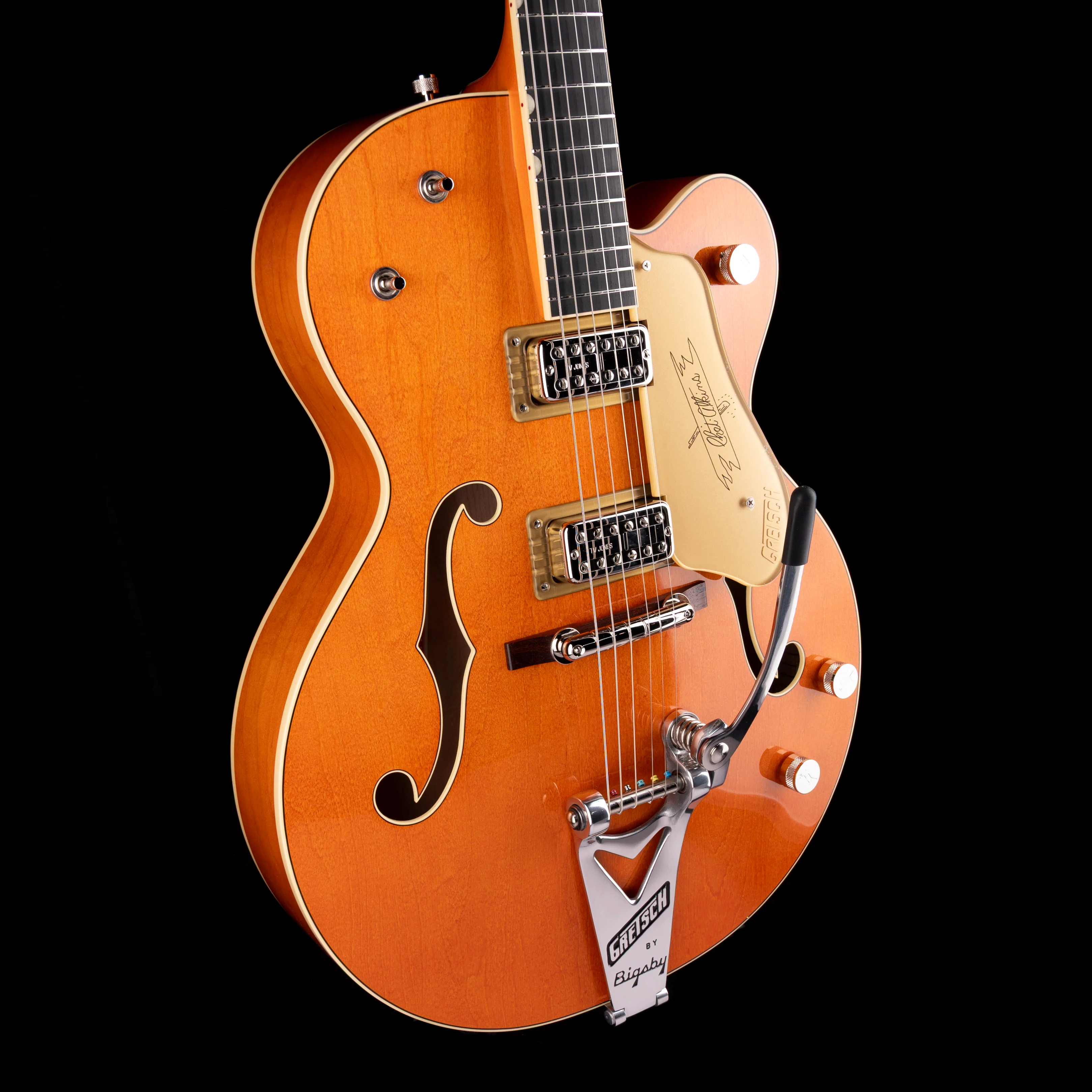 Gretsch G6120T-59 Vintage Select '59 Chet Atkins Hollow Body Lacquer Vintage Orange Stain with Case - Image 6