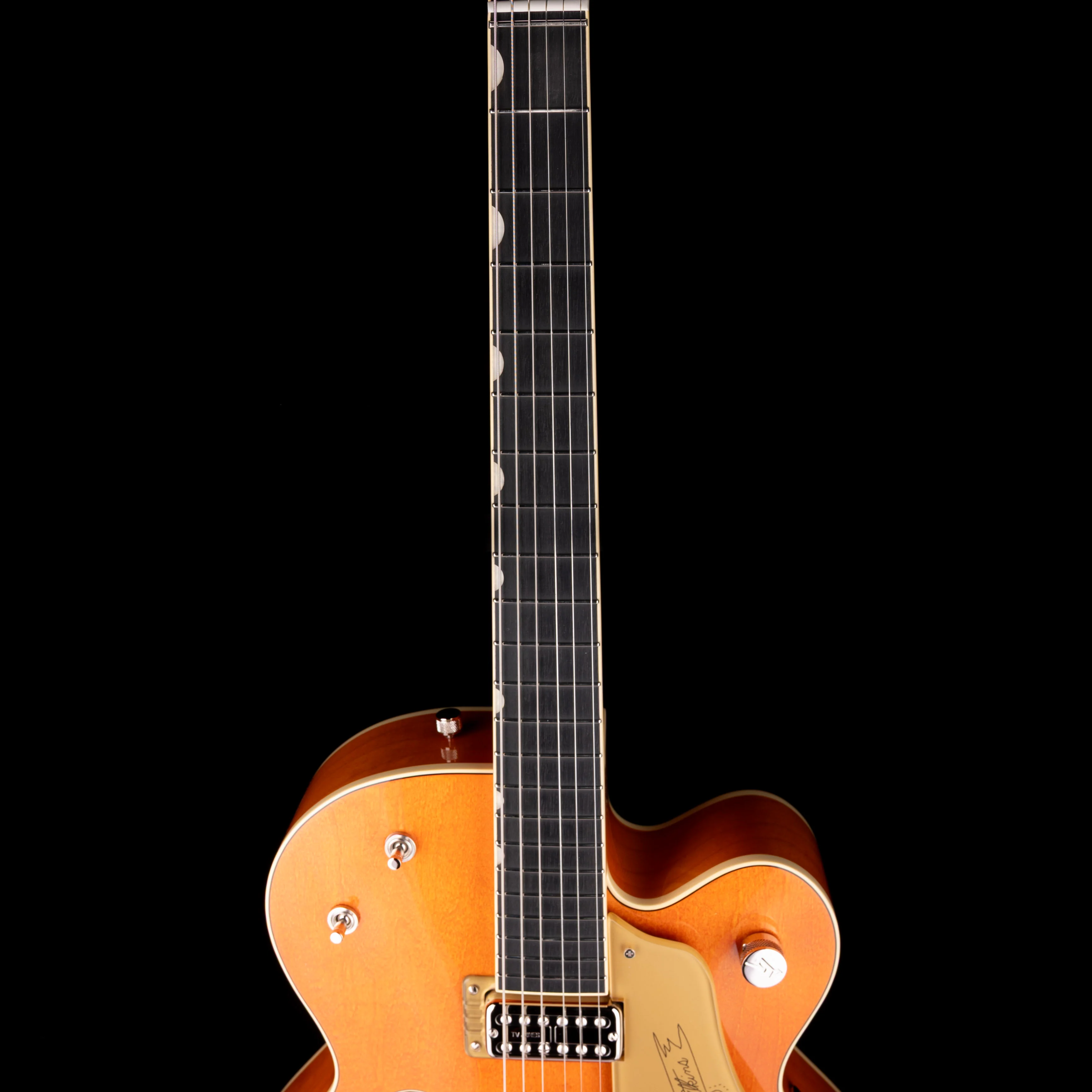 Gretsch G6120T-59 Vintage Select '59 Chet Atkins Hollow Body Lacquer Vintage Orange Stain with Case - Image 8