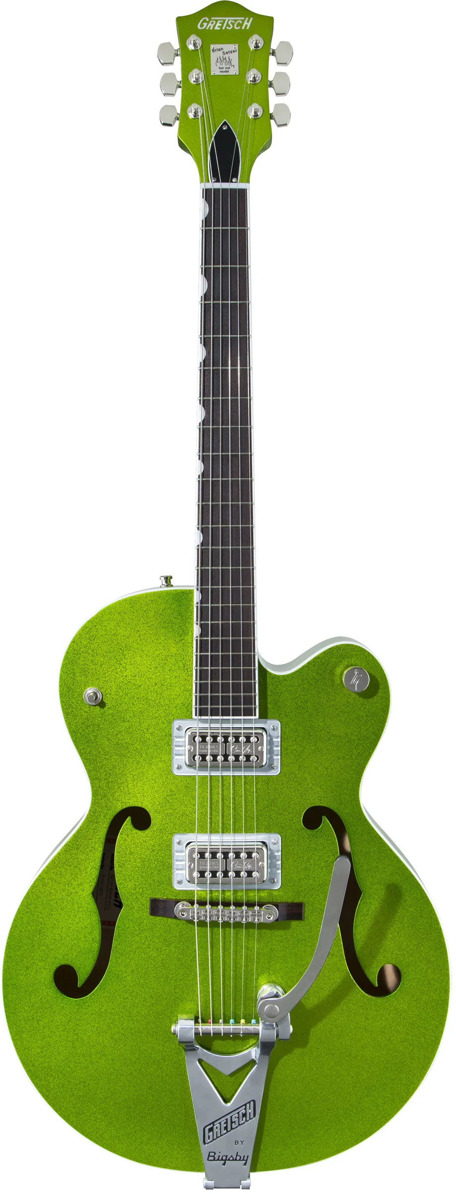 Gretsch G6120T-HR Brian Setzer Signature Hot Rod Hollow Body with Bigsby Rosewood Fingerboard Electric Guitar - Extreme Coolant Green Sparkle - Image 2