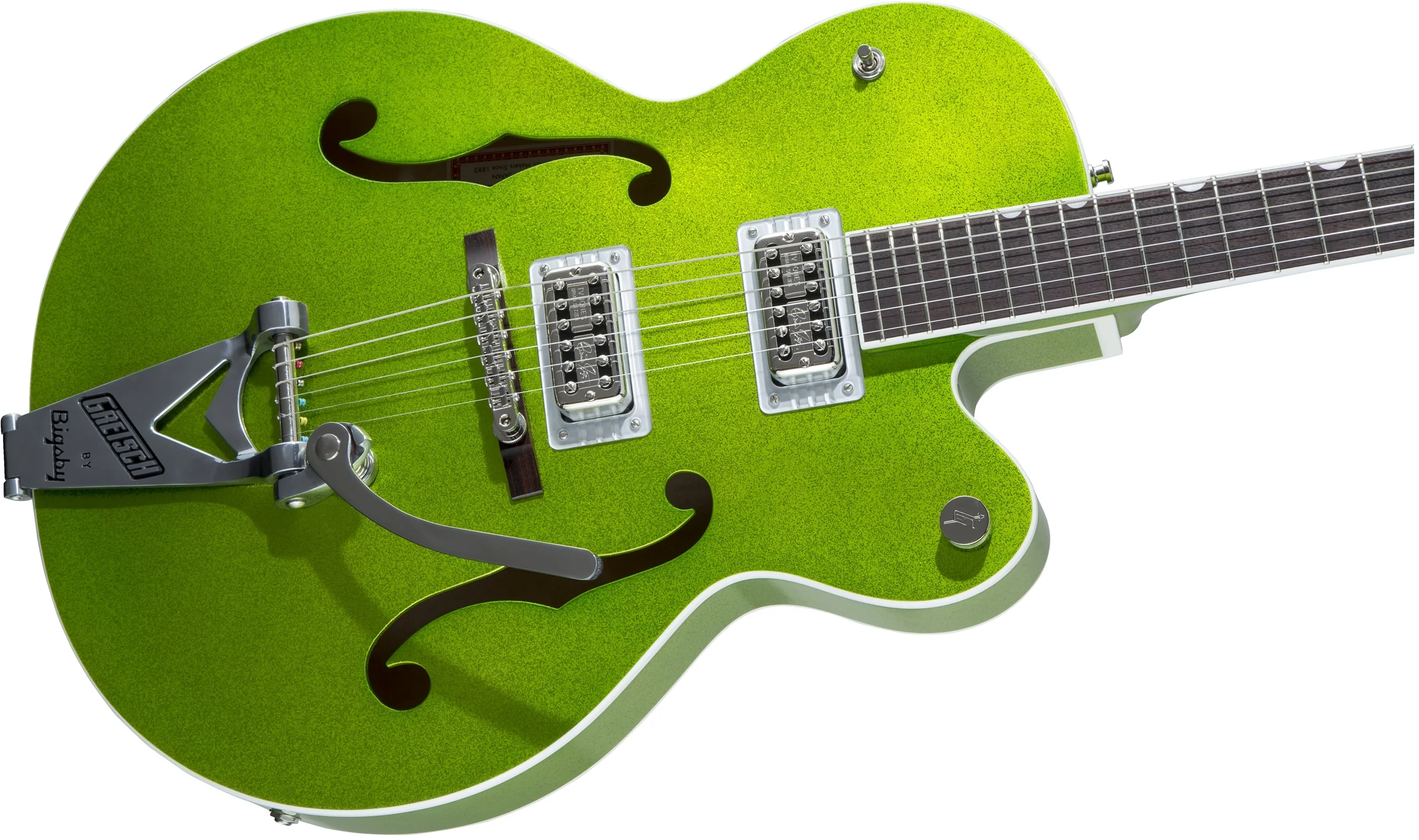 Gretsch G6120T-HR Brian Setzer Signature Hot Rod Hollow Body with Bigsby Rosewood Fingerboard Electric Guitar - Extreme Coolant Green Sparkle - Image 3