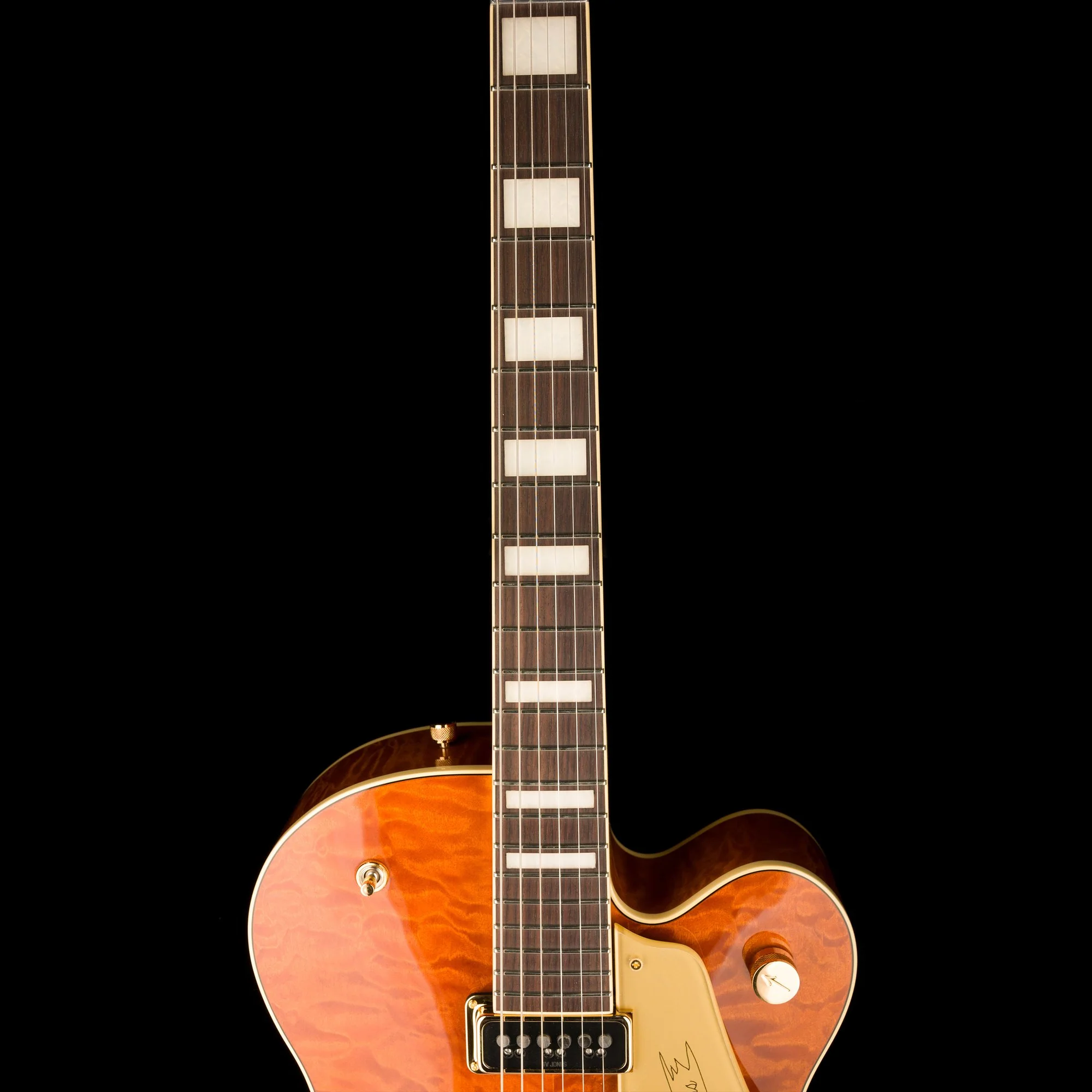 Gretsch G6120TGQM-56 Limited Edition Quilt Classic Chet Atkins Hollow Body with Bigsby Roundup Orange Stain Lacquer - Image 13