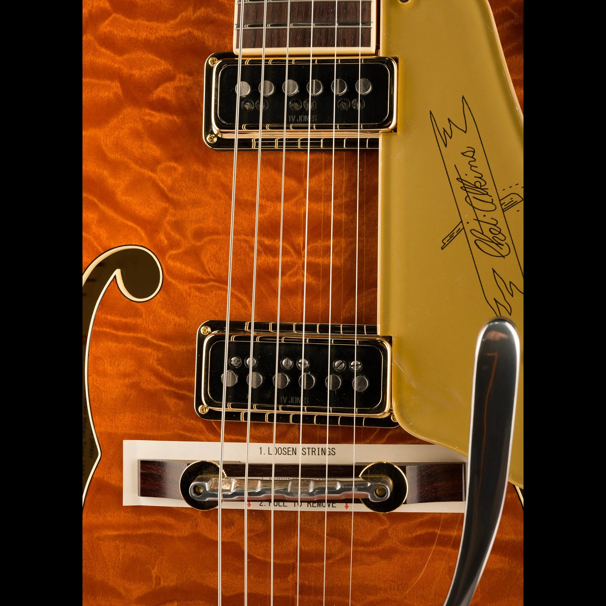 Gretsch G6120TGQM-56 Limited Edition Quilt Classic Chet Atkins Hollow Body with Bigsby Roundup Orange Stain Lacquer - Image 7