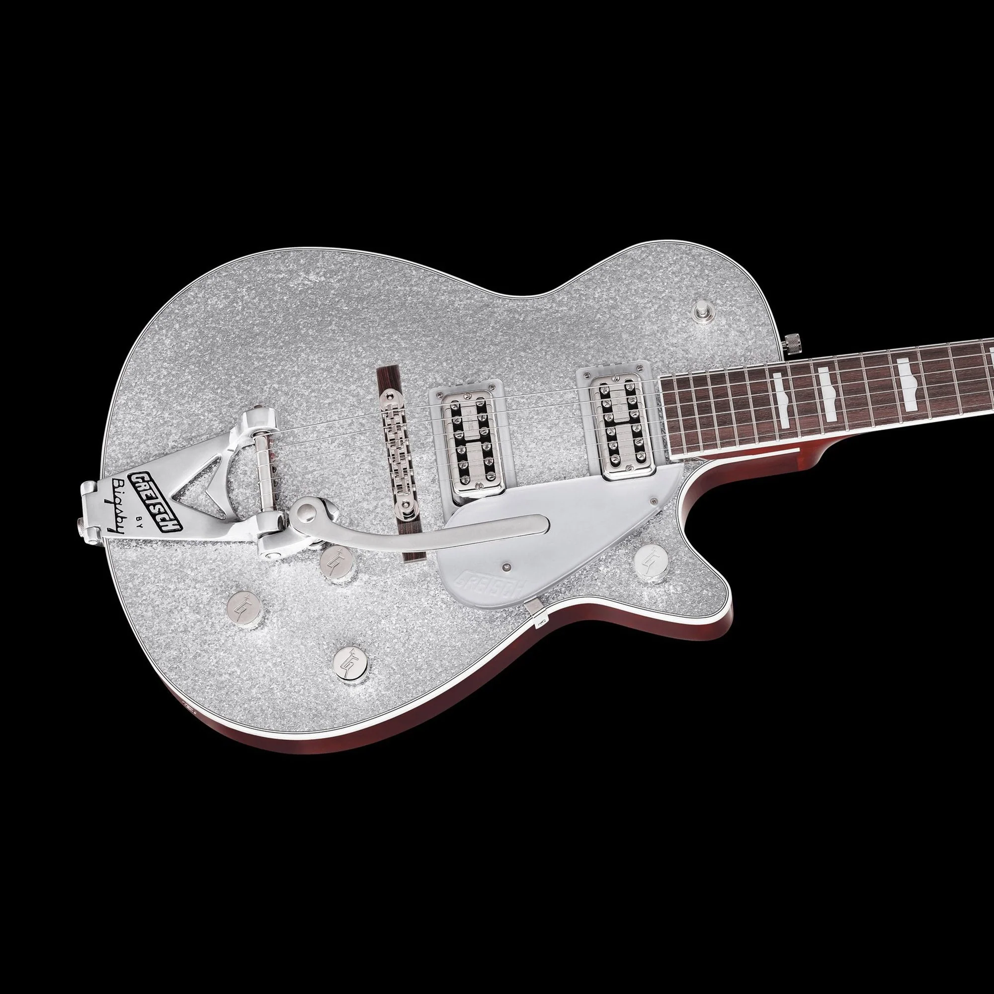 Gretsch G6129T-89 Vintage Select '89 Sparkle Jet with Bigsby Silver Sparkle with Case - Serial # JT22041481 - Demo - Image 5