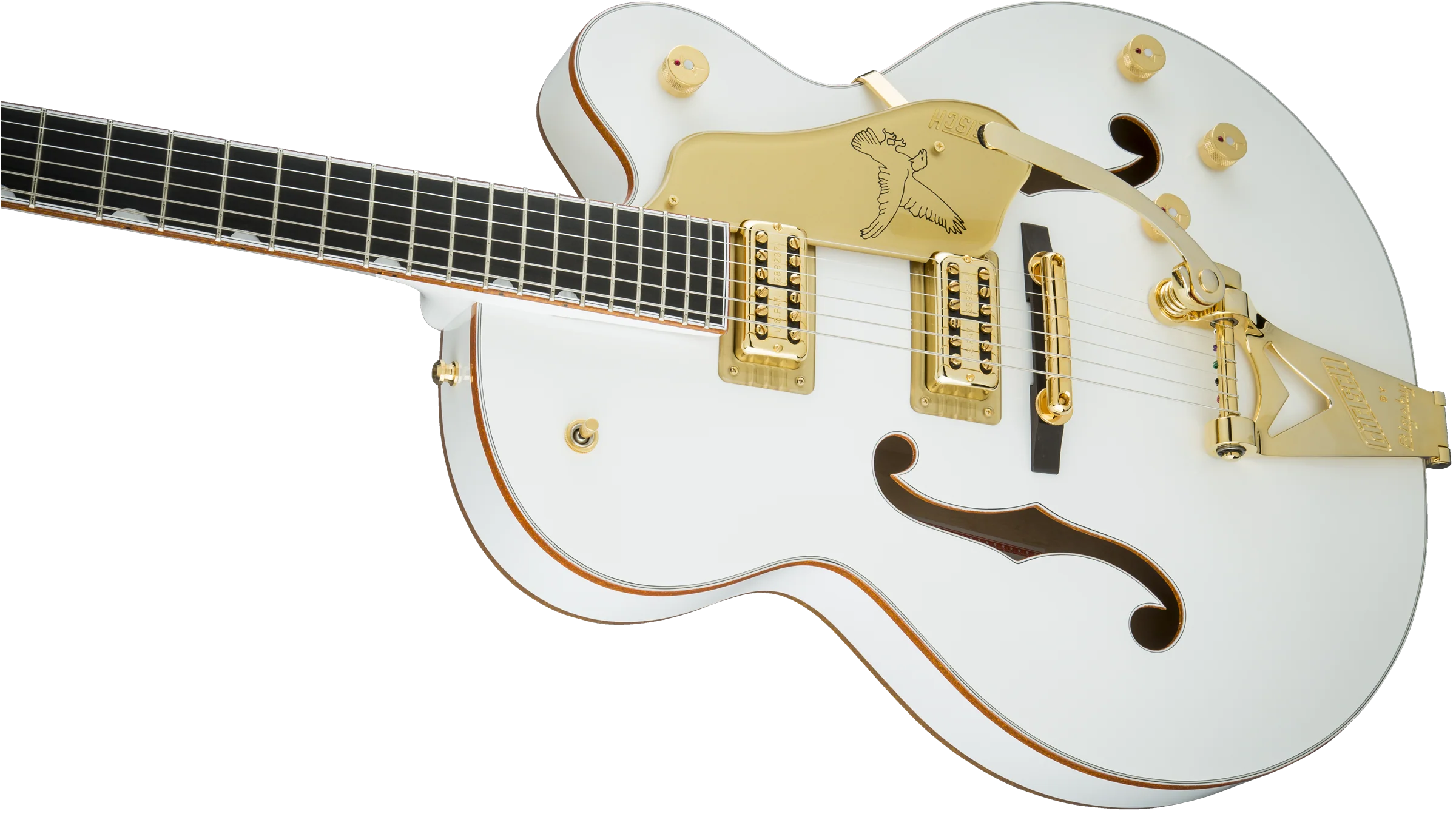 DISC - Gretsch G6136T-WHT Players Edition Falcon with String-Thru Bigsby Filter'Tron Pickups White Electric Guitar - Image 5