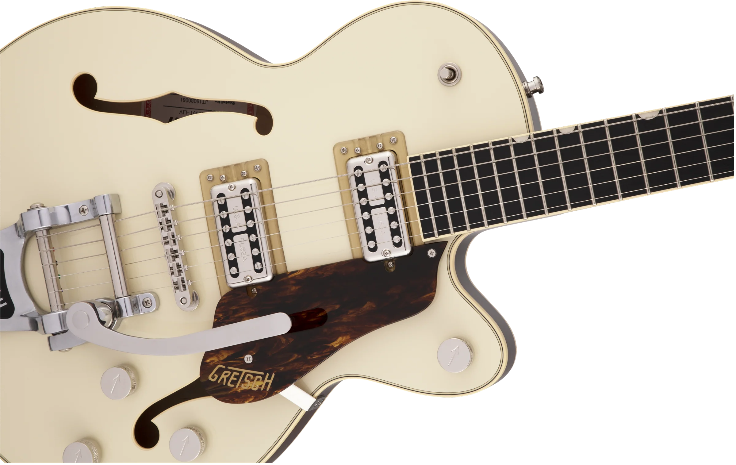 Gretsch G659T Players Edition Broadkaster Jr. Center Block Single-Cut with Bigsby Two-Tone Lotus Ivory/Walnut Stain Electric Guitar - Image 5