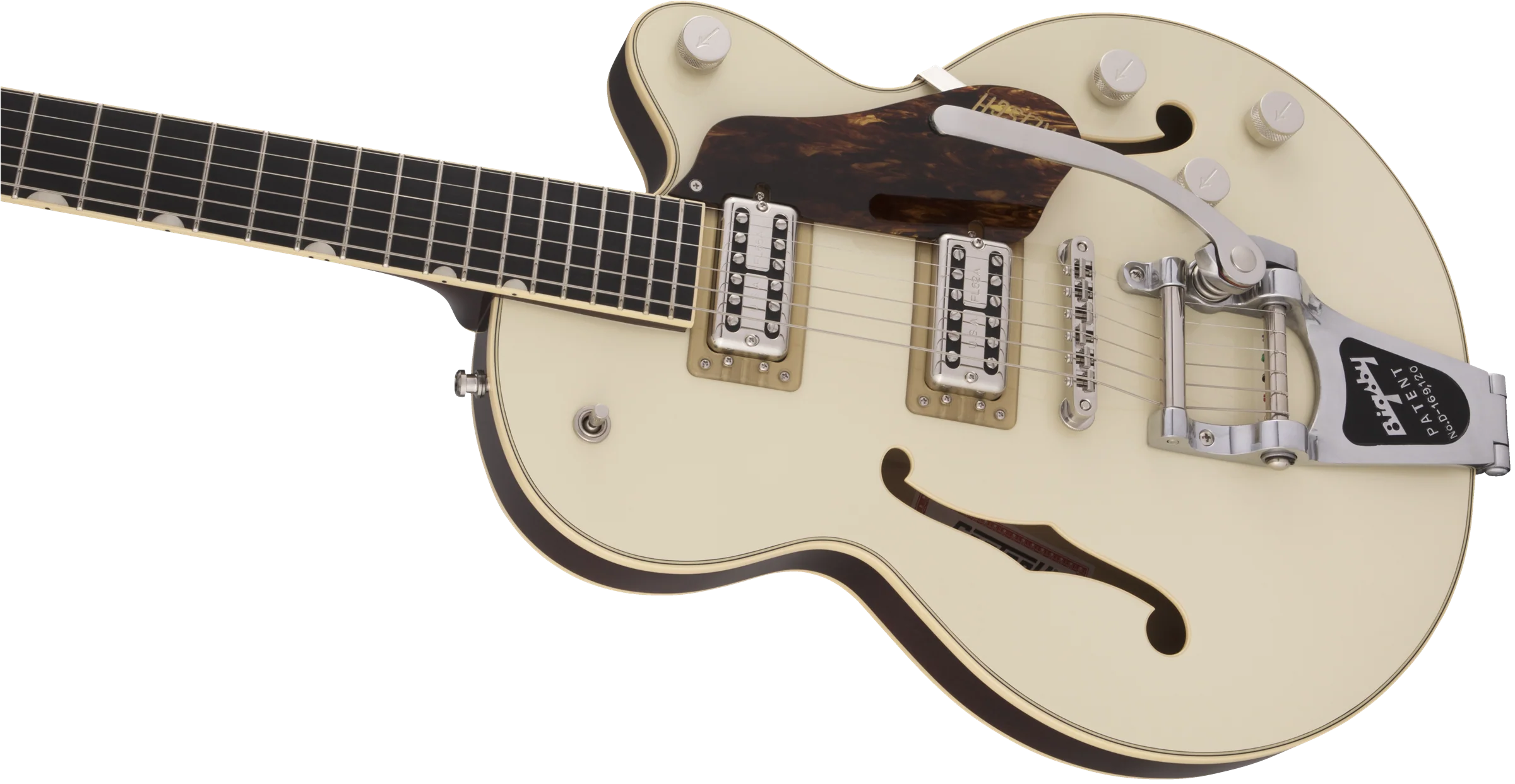 Gretsch G659T Players Edition Broadkaster Jr. Center Block Single-Cut with Bigsby Two-Tone Lotus Ivory/Walnut Stain Electric Guitar - Image 7