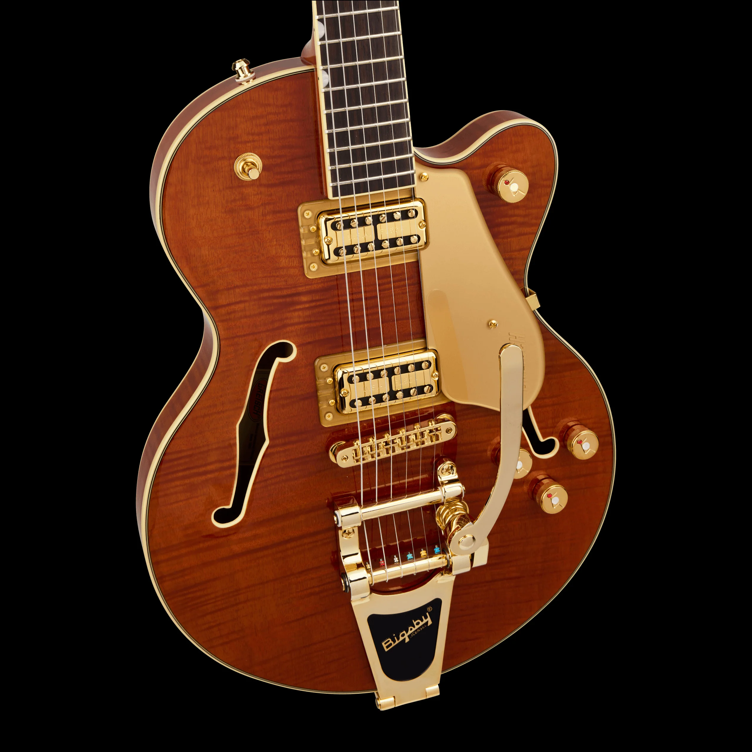 Gretsch Limited Edition Electromatic Flame Okoume Broadkaster Jr. Roundup Orange - Image 3