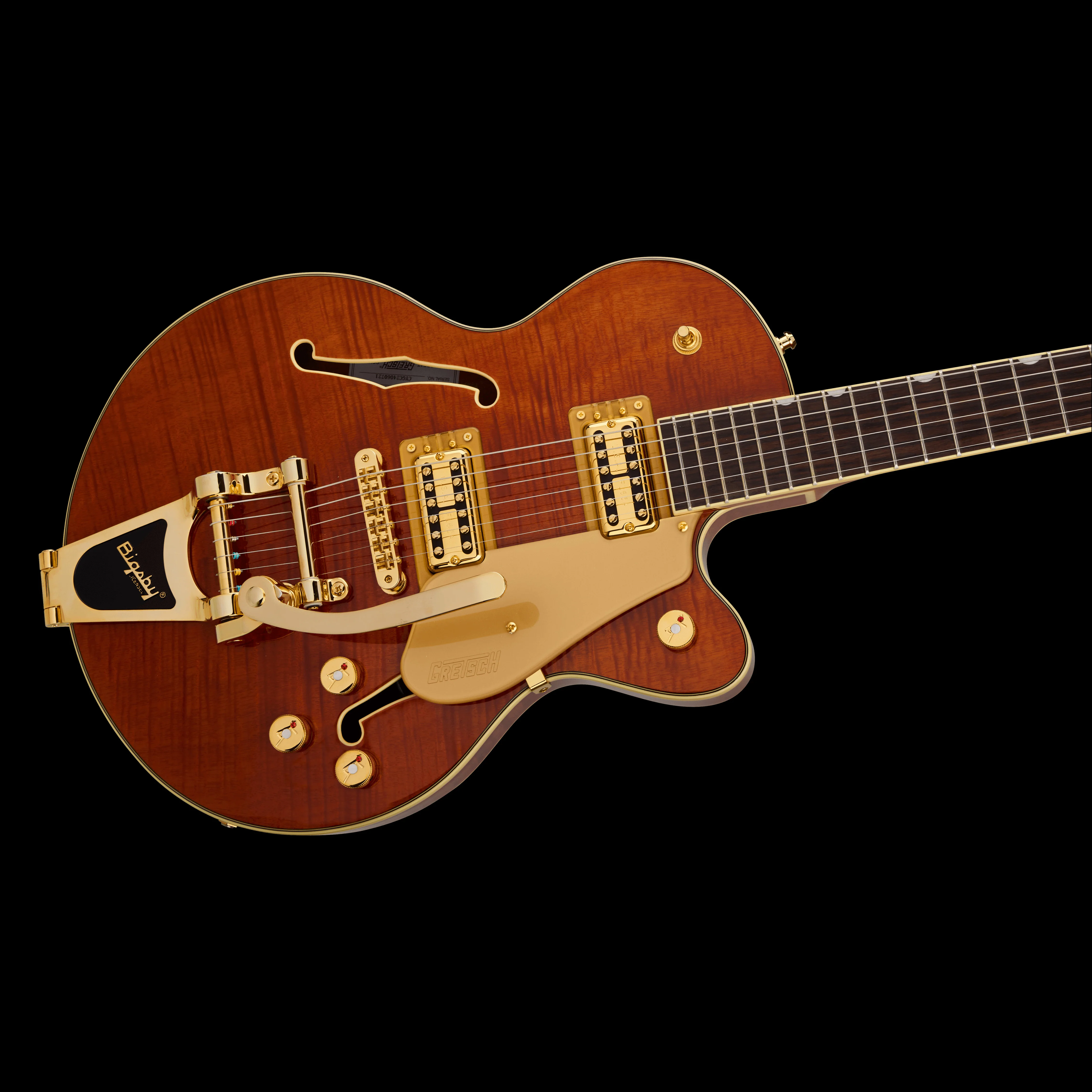 Gretsch Limited Edition Electromatic Flame Okoume Broadkaster Jr. Roundup Orange - Image 4