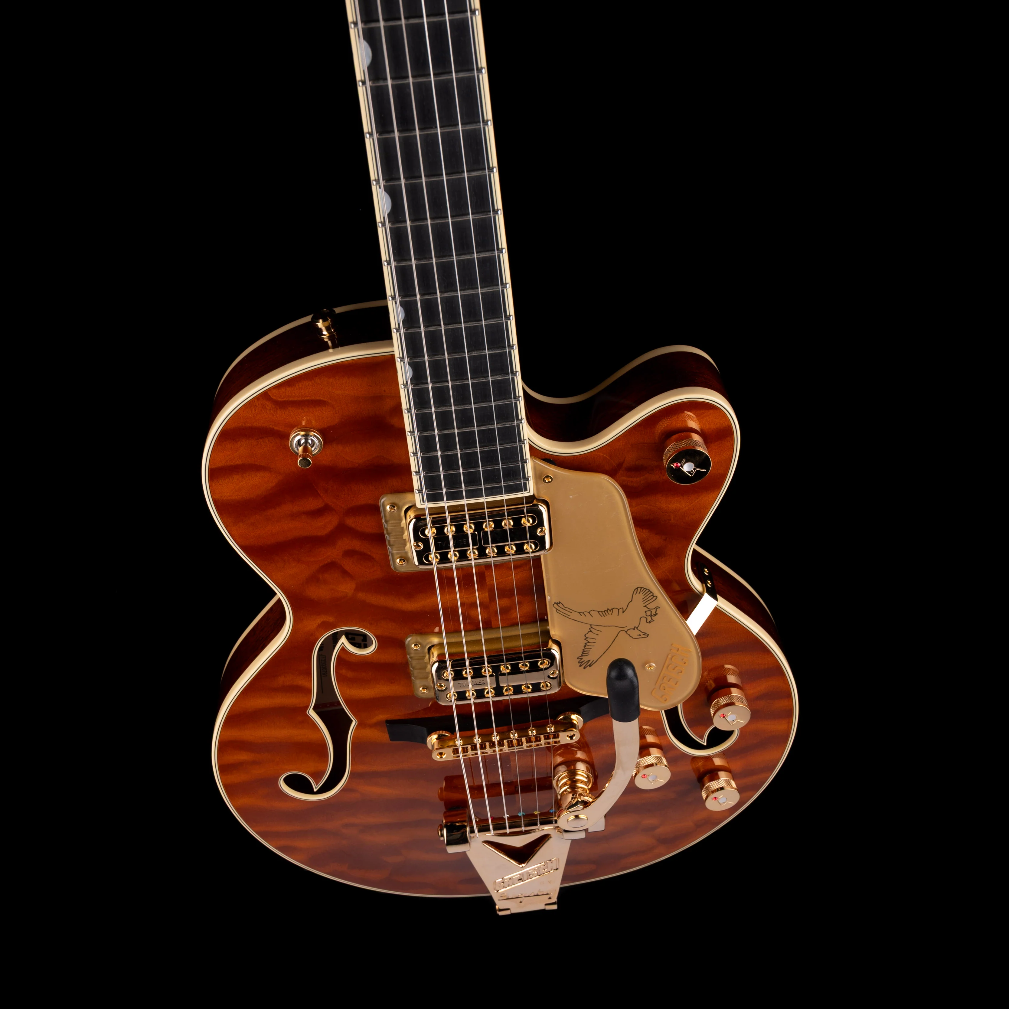 Gretsch Limited Edition Falcon Center Block Jr. Quilted Maple Roundup Orange with Case - Image 3