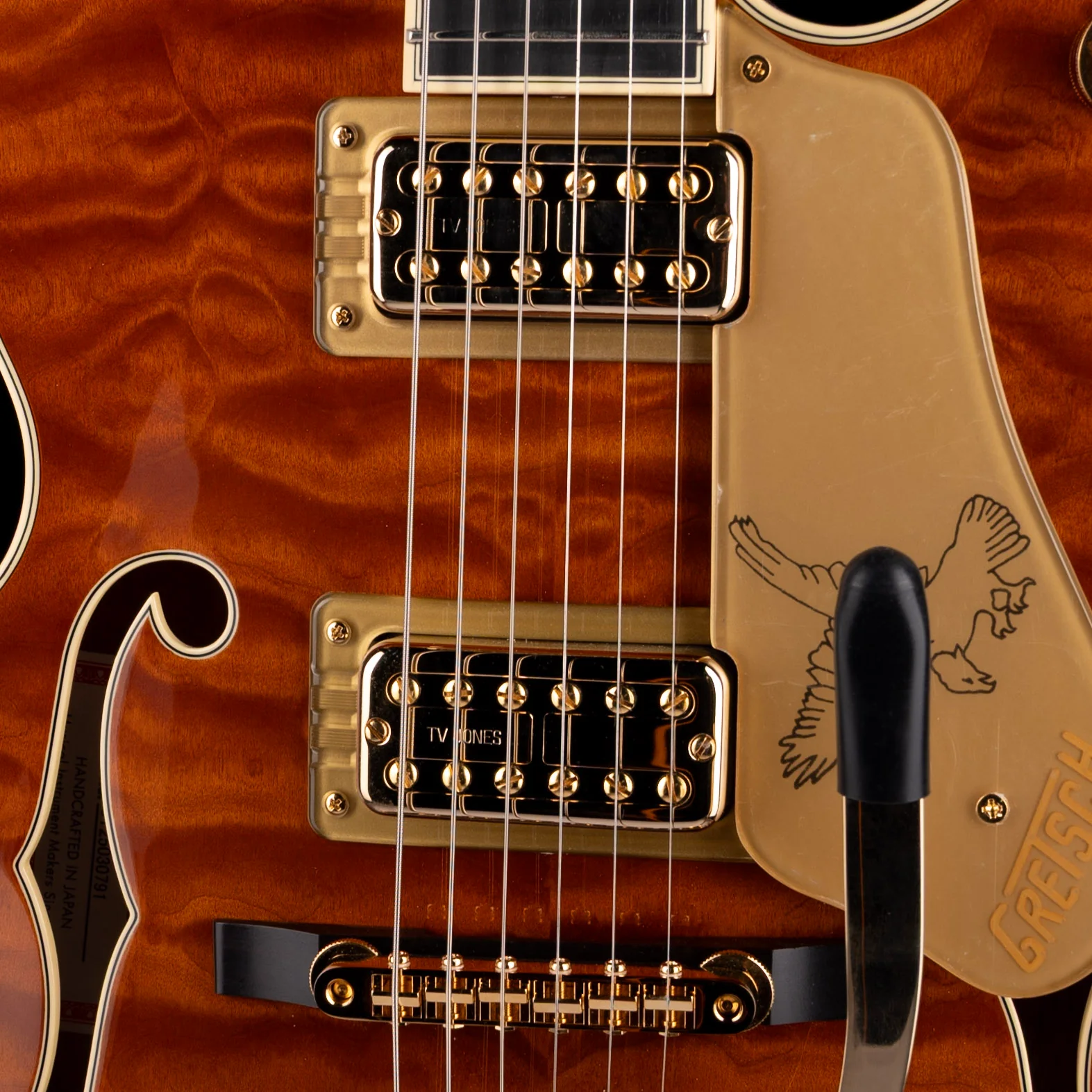 Gretsch Limited Edition Falcon Center Block Jr. Quilted Maple Roundup Orange with Case - Image 4