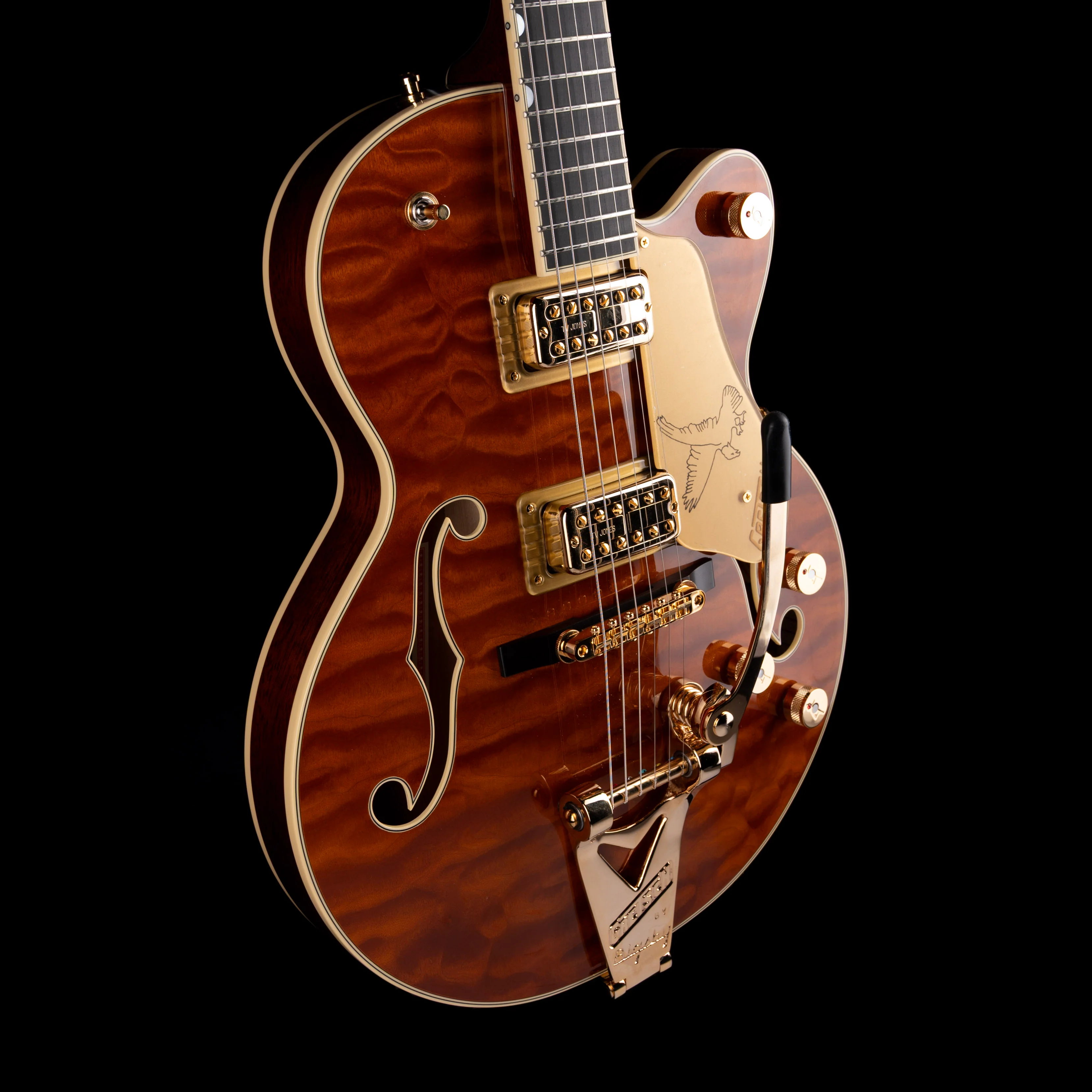 Gretsch Limited Edition Falcon Center Block Jr. Quilted Maple Roundup Orange with Case - Image 6
