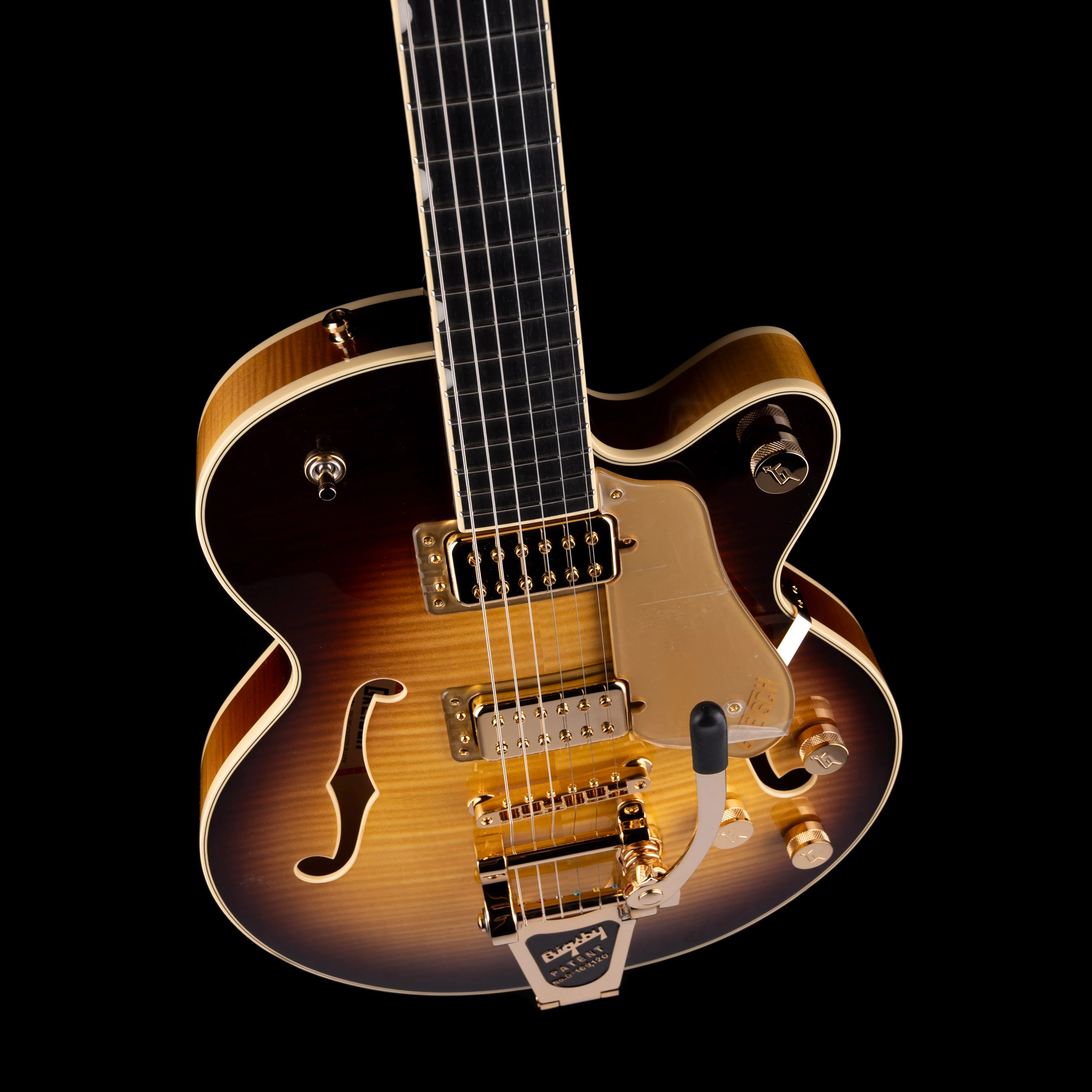 Gretsch Professional Broadkaster Jr. LX Figured Center Block Caramel Dawn with Case - Image 3