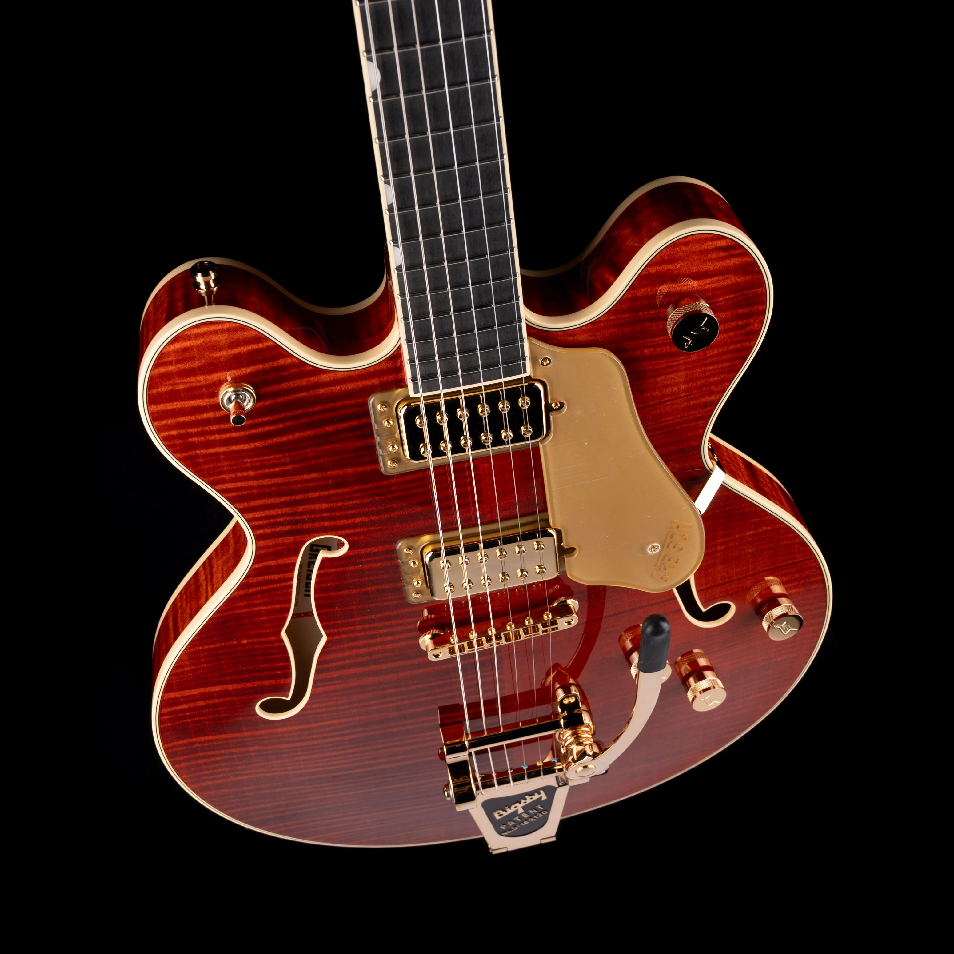 Gretsch Professional Broadkaster LX Figured Center Block Bourbon Stain with Case - Image 3