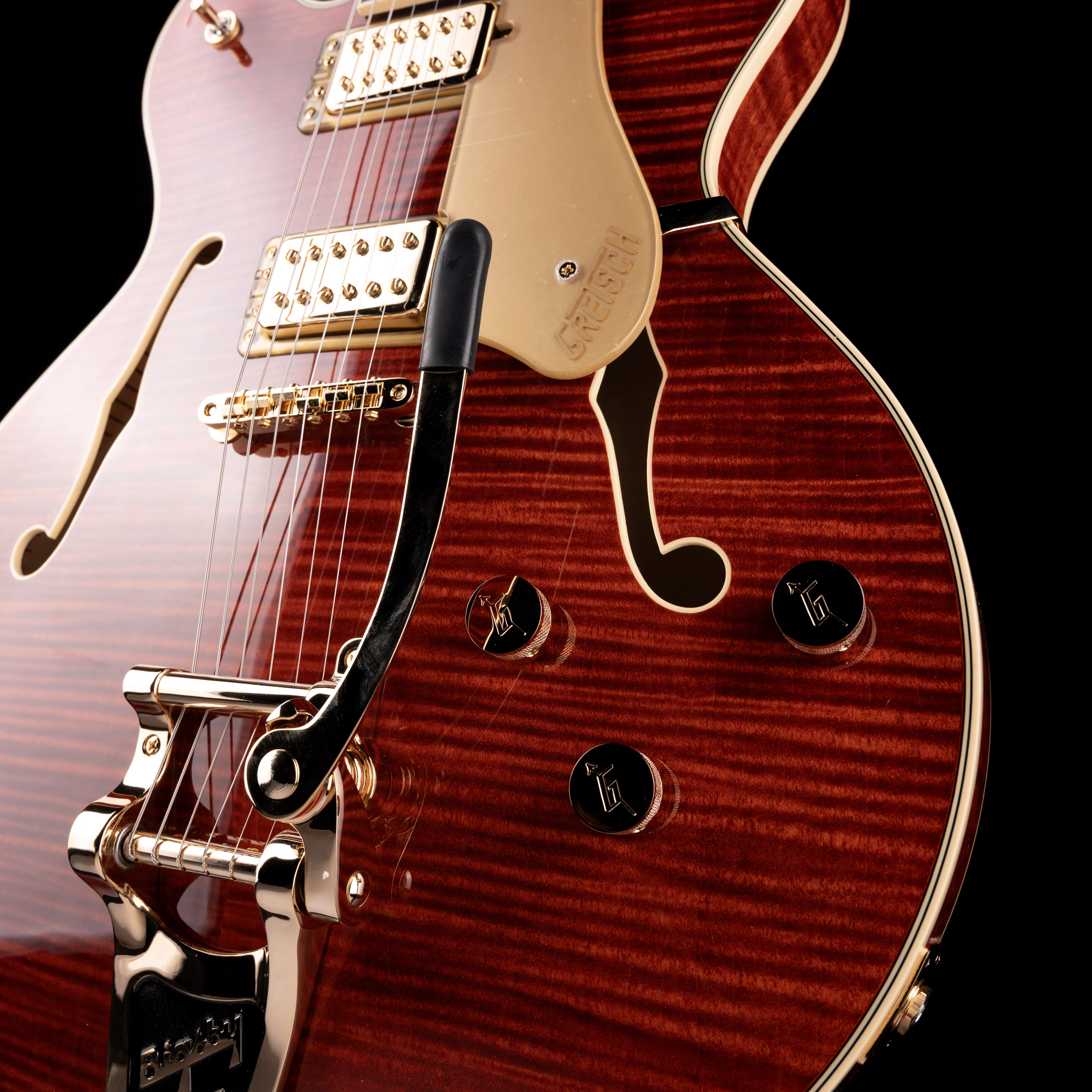 Gretsch Professional Broadkaster LX Figured Center Block Bourbon Stain with Case - Image 6