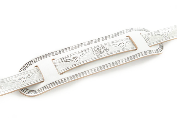 Gretsch Vintage Tooled Leather Guitar Strap-White - Image 3