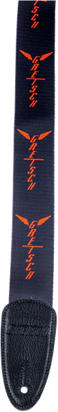 Gretsch Wing Logo Pattern Strap Black with Orange Logos - Image 2