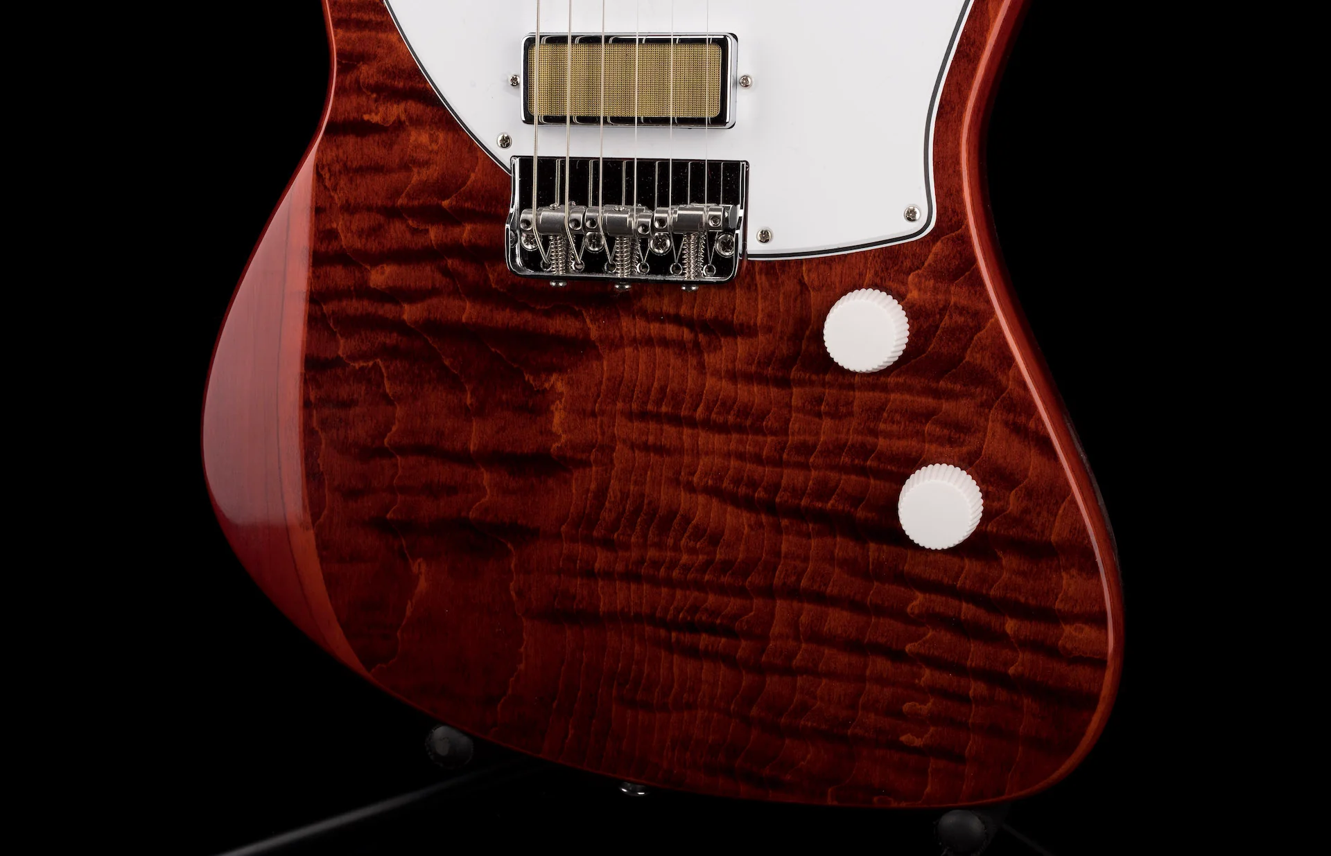 Harmony Limited Edition Silhouette Flame Maple Top Transparent Red Electric Guitar - Image 4