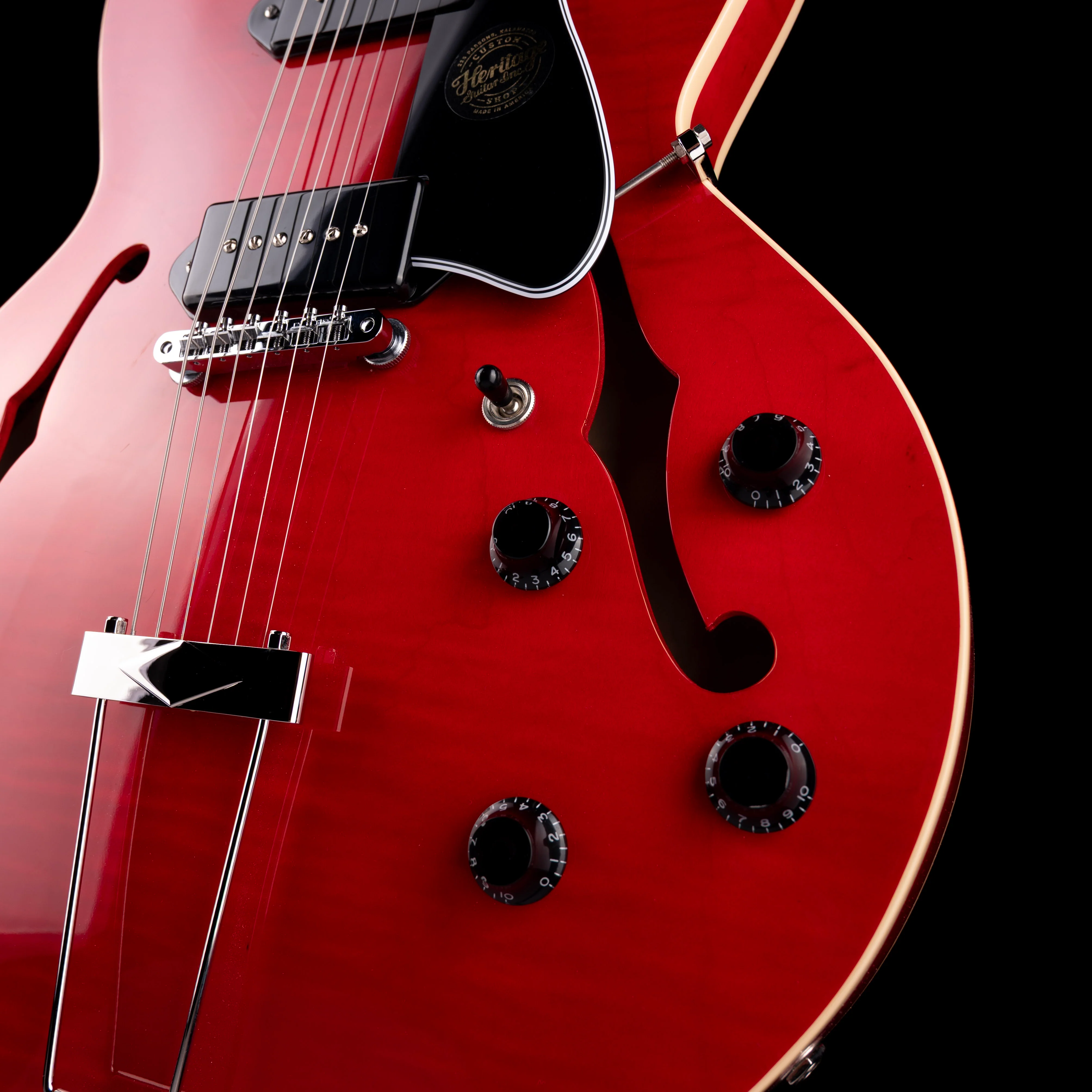 Heritage H-530 Hollow Trans Cherry Electric Guitar with Case - Image 5