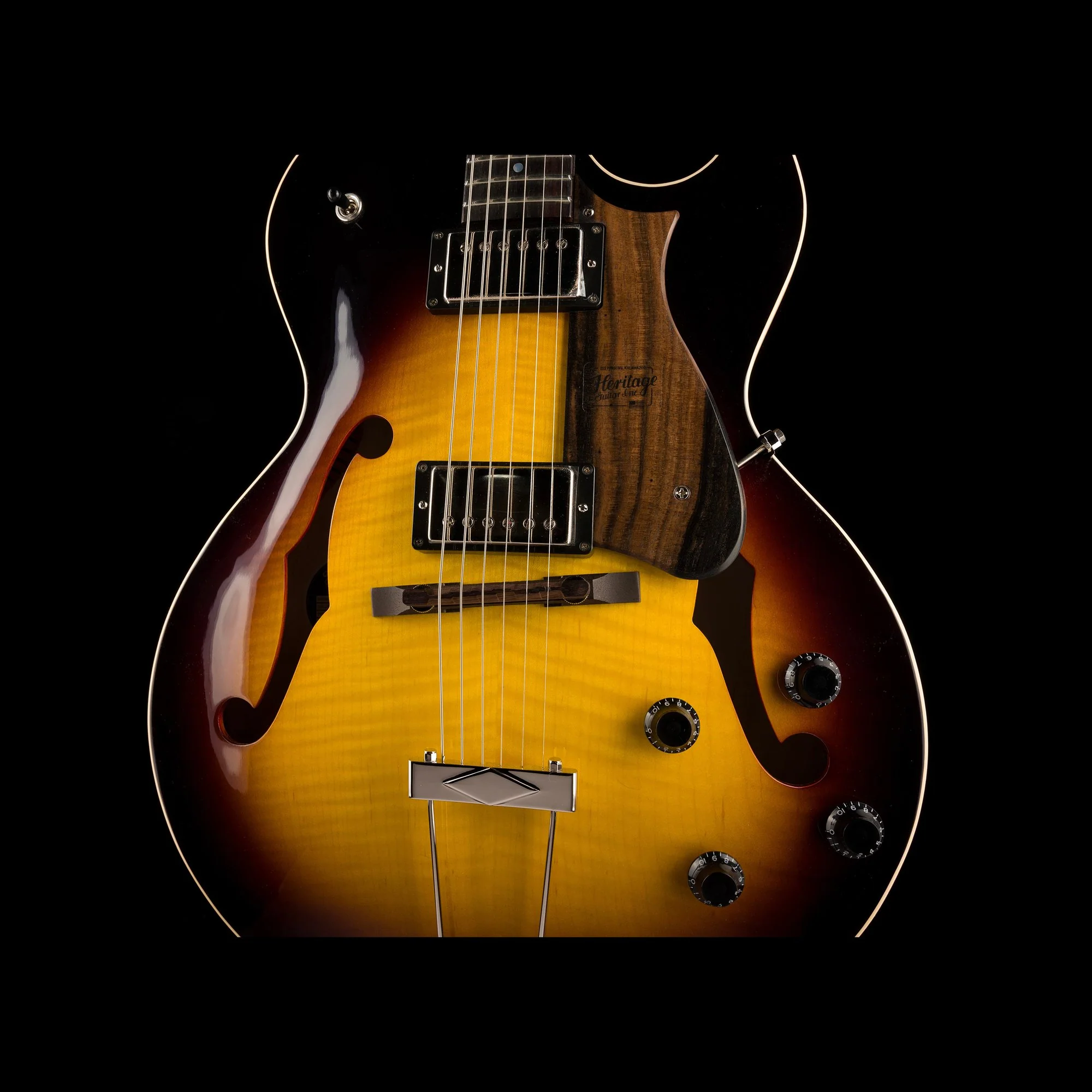 Heritage H-575 Hollow Original Sunburst Electric Guitar with Case - Image 6