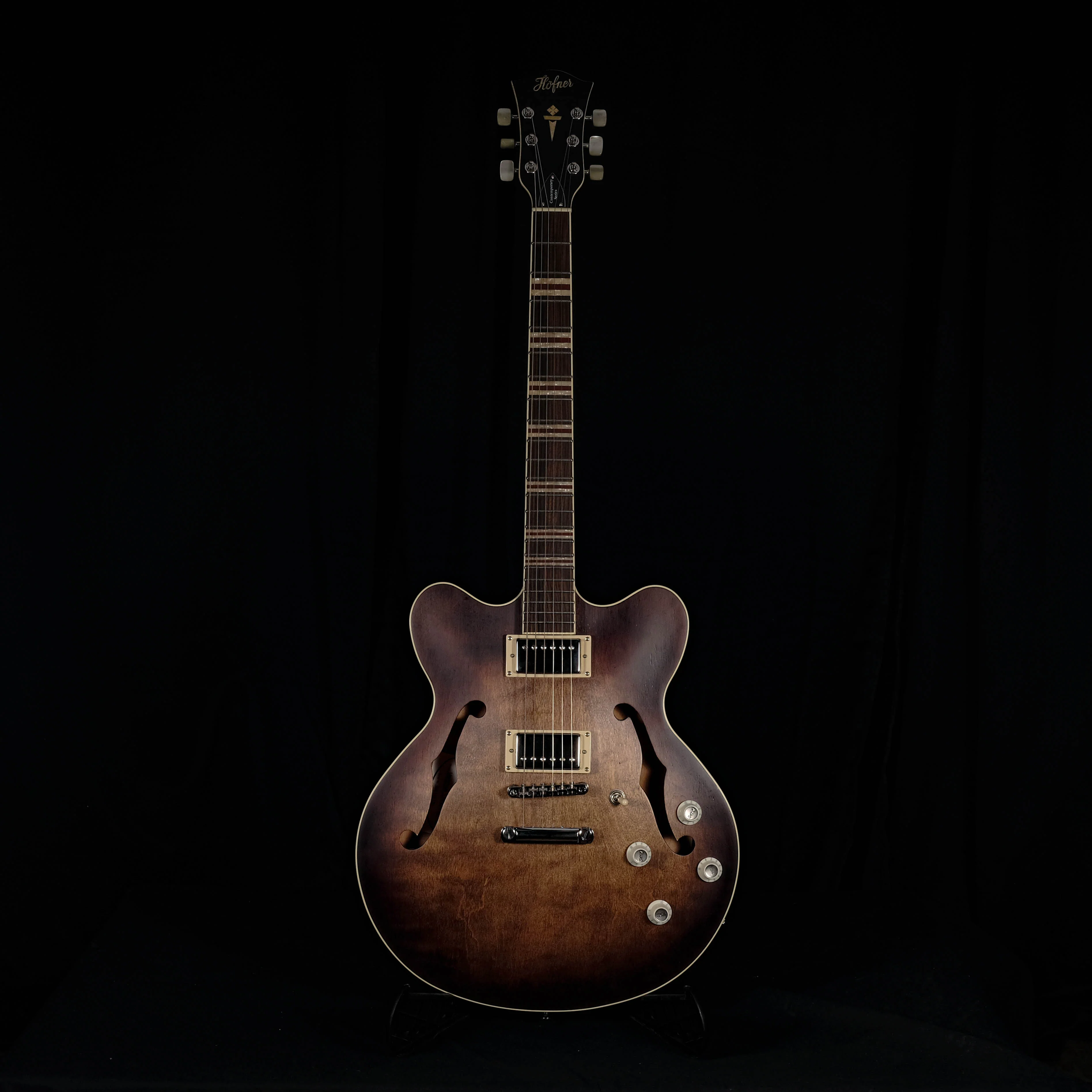 DISC - Hofner Contemporary Verythin Guitar Antique Burst with Case - HCT-VTH-ANB-O - Image 2