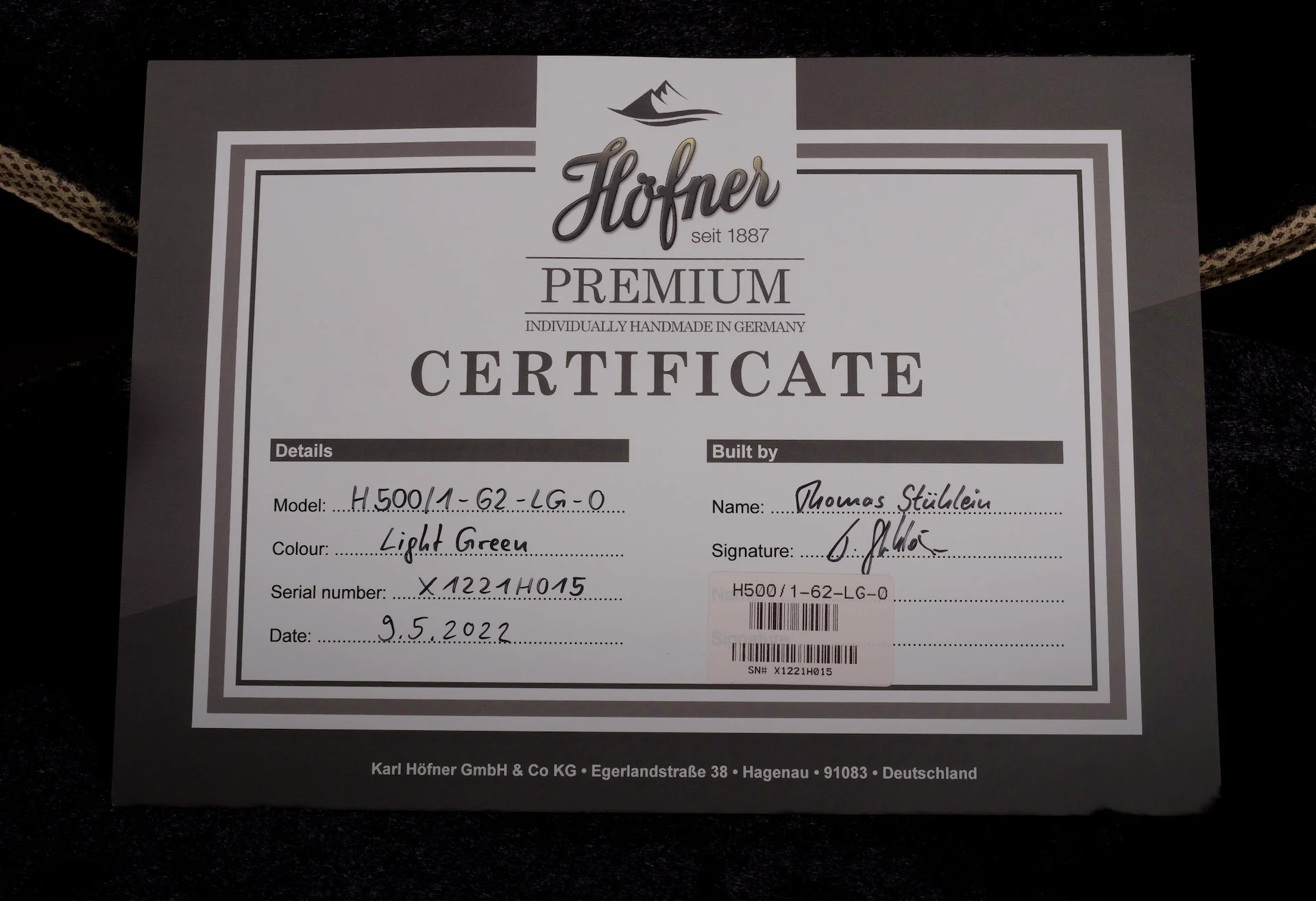 Hofner Limited Edition Light Green 1962 Violin Bass HOF-H500/1-62-LG-O with Case - Image 23